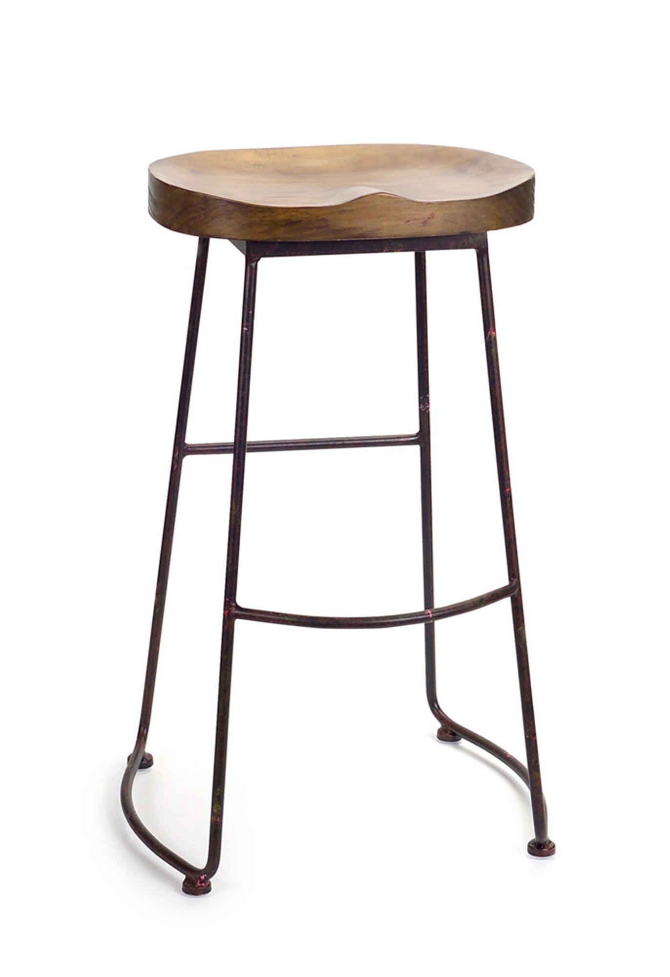 Industrial Wood Bucket Seat Stool 30""H