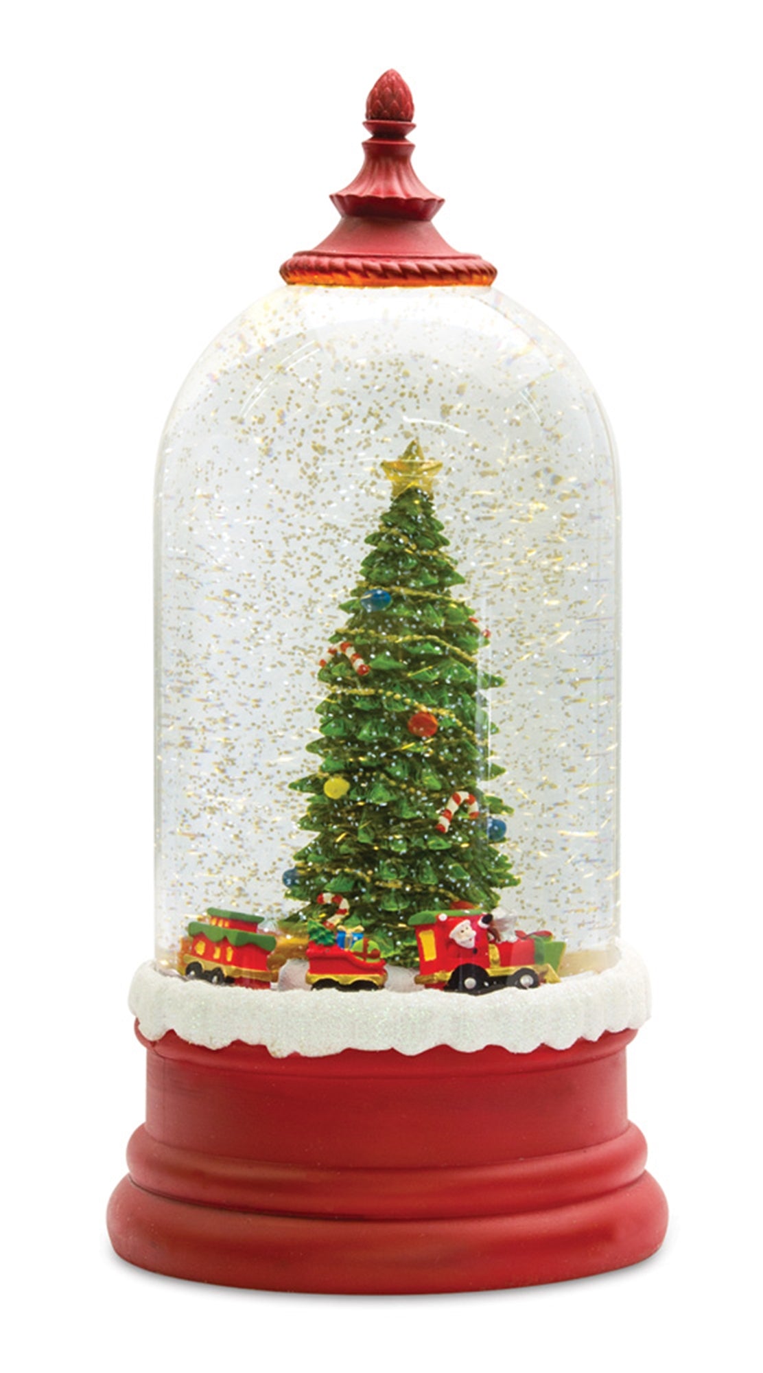 LED Snow Globe Bell Jar with Christmas Tree Scene 10.5""H