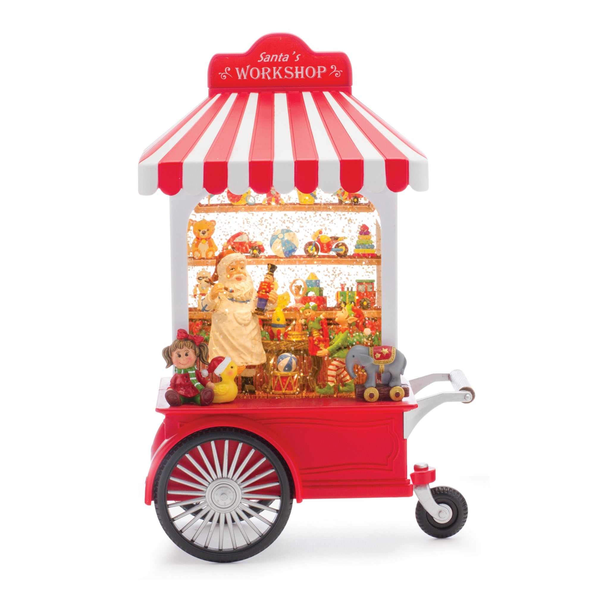 LED Snow Globe Santa's Workshop Stand 10.75""H