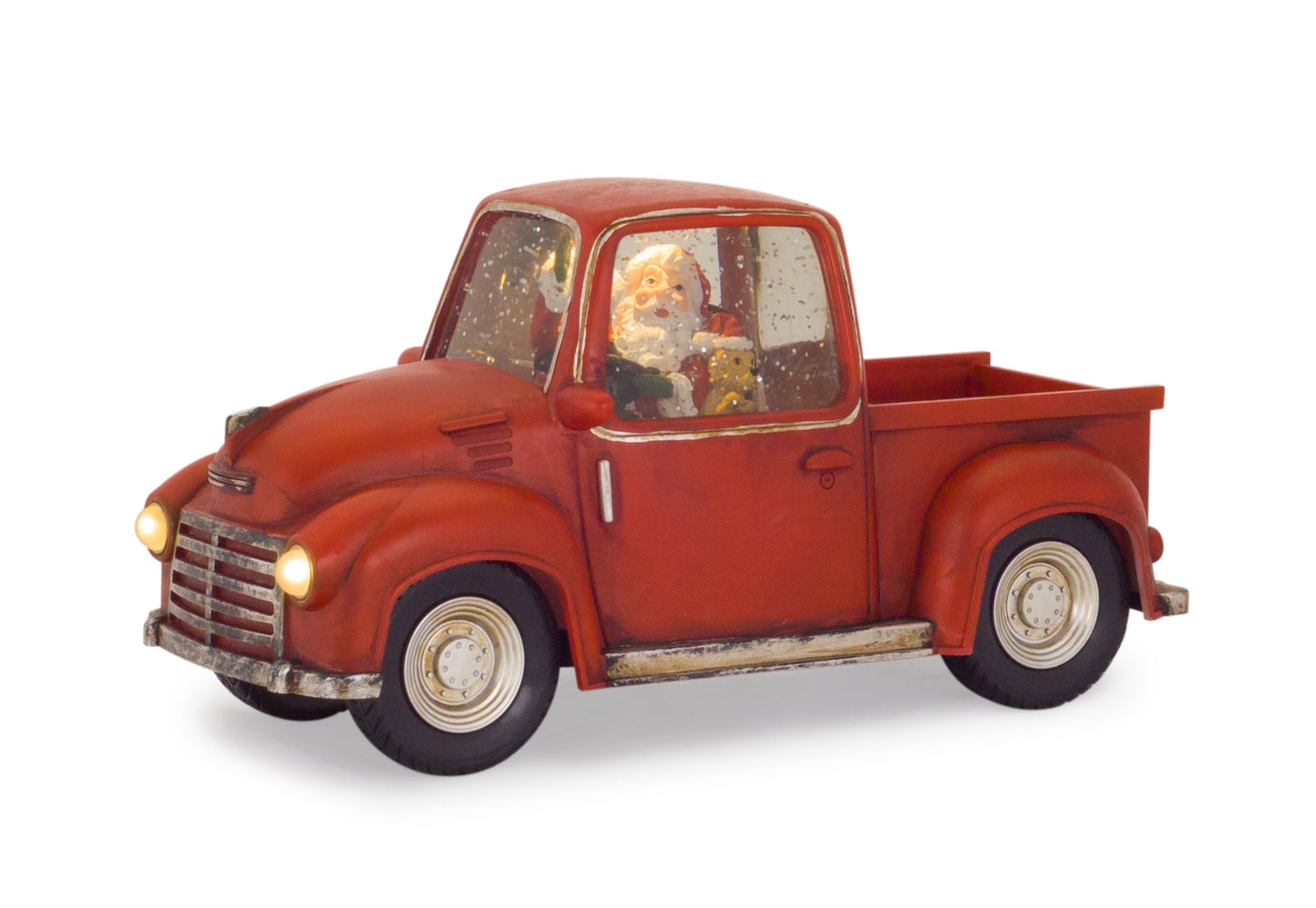 LED Snow Globe Truck with Santa 11.25""L