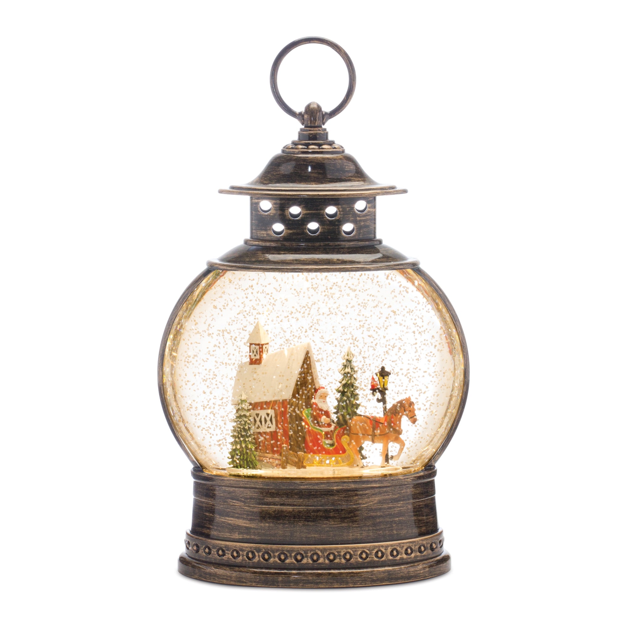 LED Snow Globe with Santa's Sleigh 11.5""H