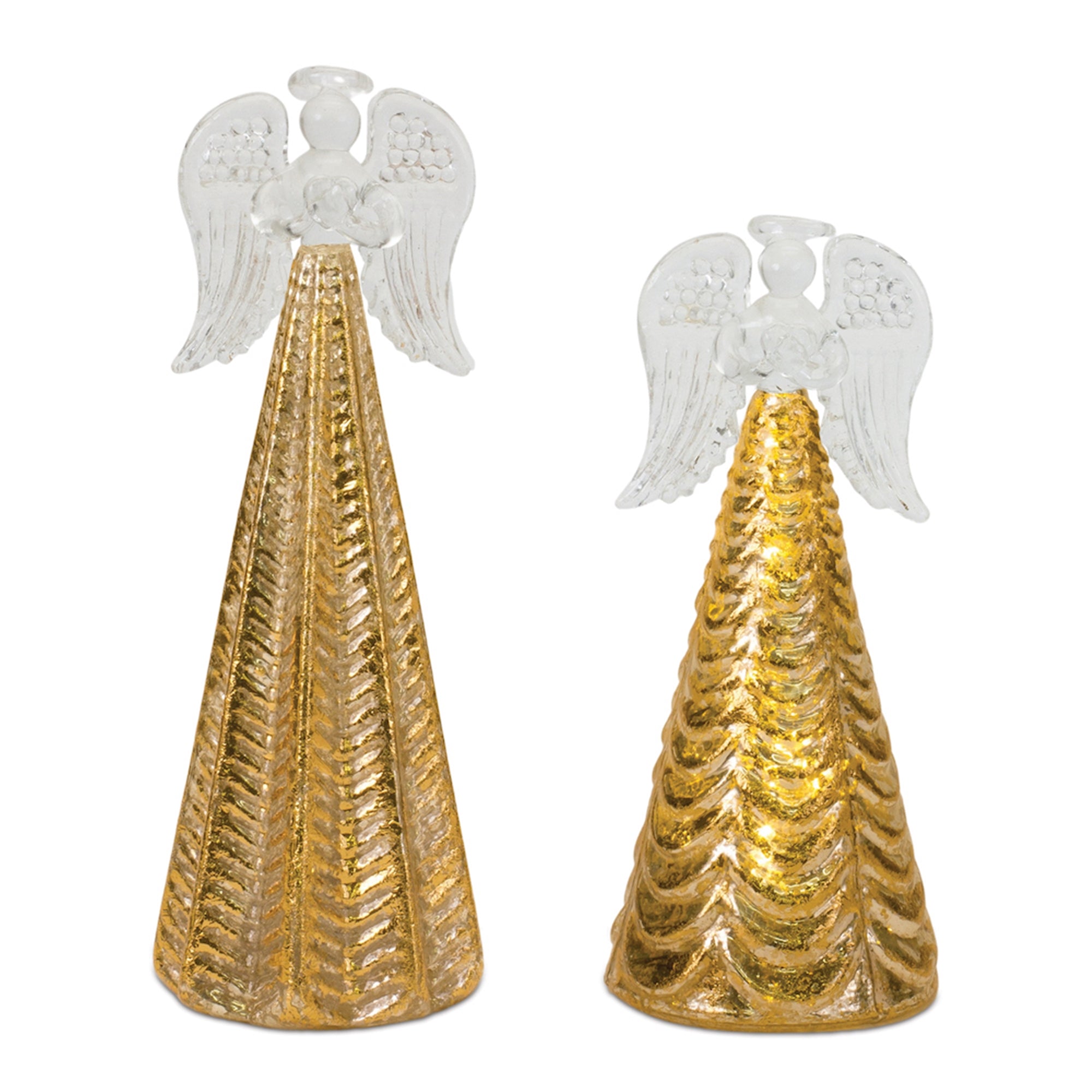 LED Textured Glass Angel Decor (Set of 2)