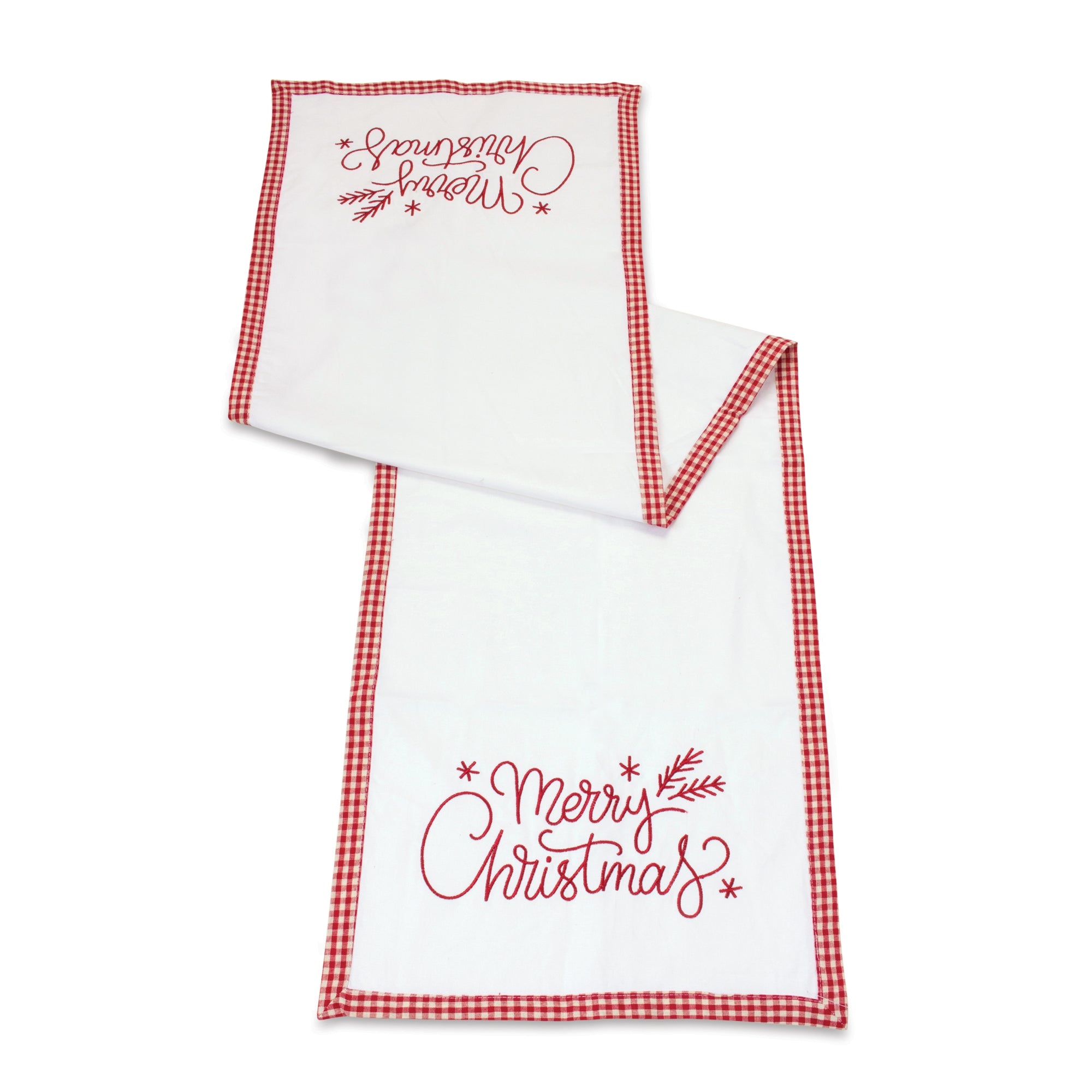 Merry Christmas Embroidered Table Runner 59""L