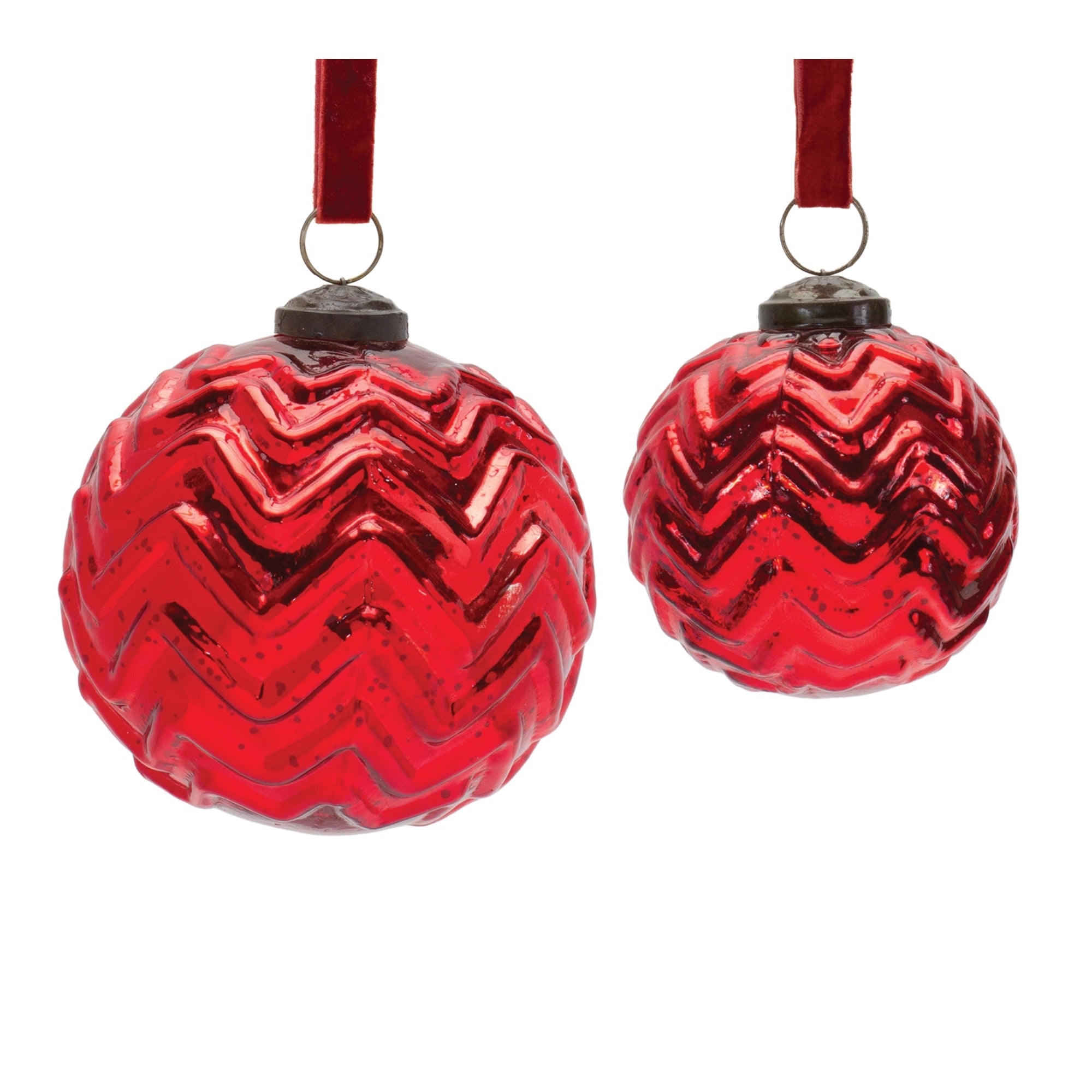 Red Mercury Glass Ball Ornament (Set of 4)