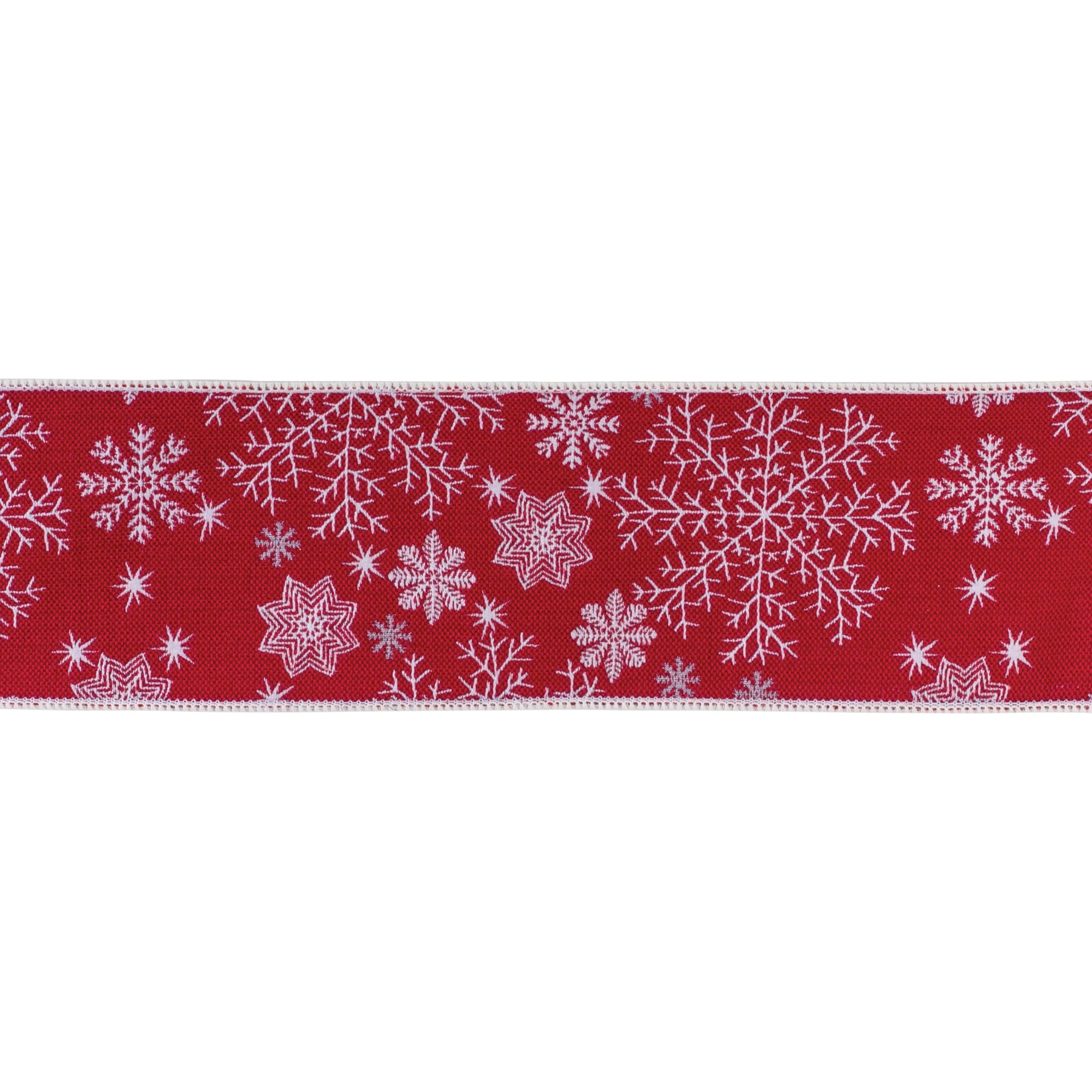 Red Snowflake Holiday Ribbon 4"" x 5 yds.