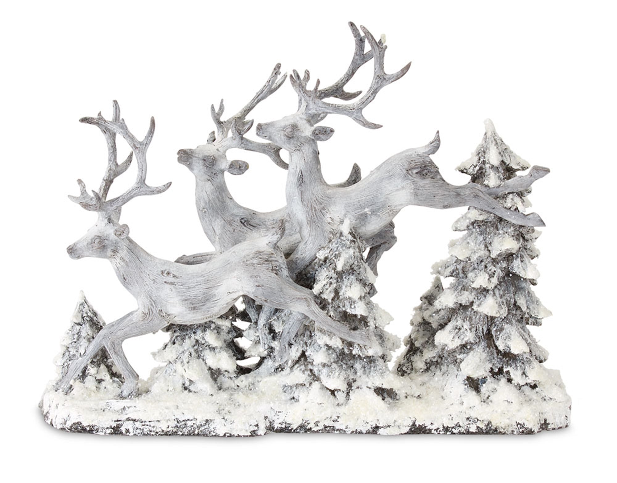 Snowy Deer and Trees Tabletop Display 16""L