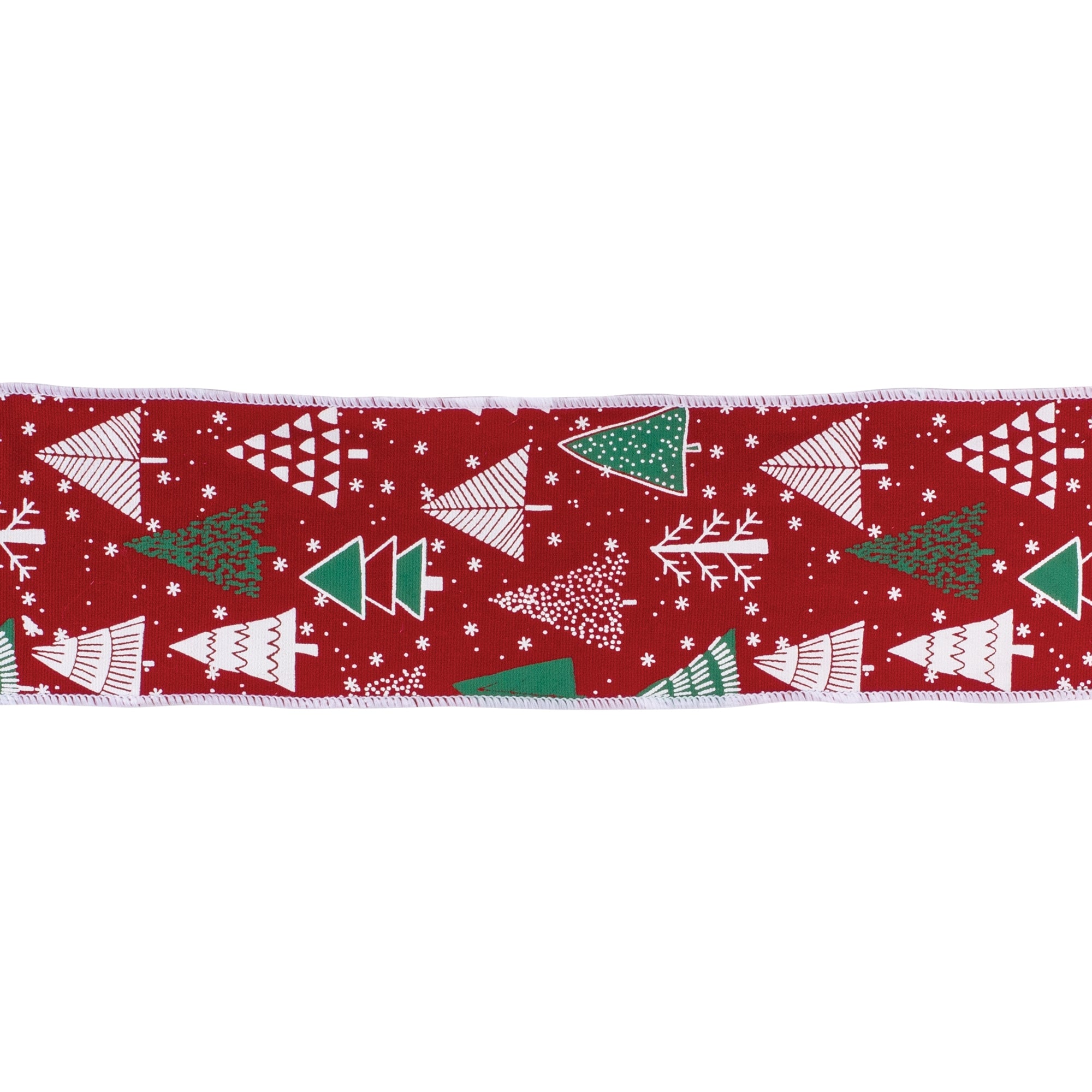 Snowy Pine Tree Ribbon 4"" x 10 yds.