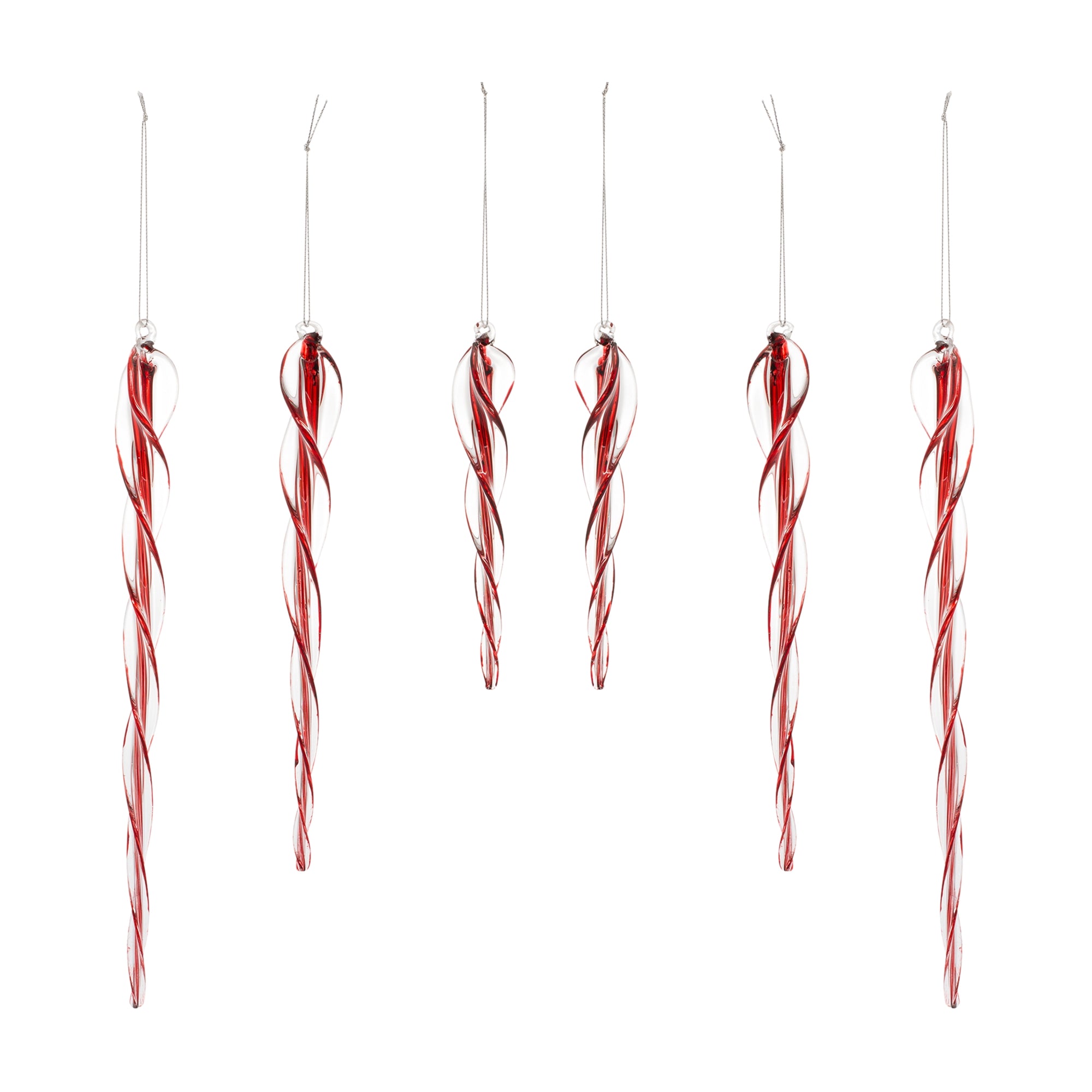 Spiral Glass Icicle Drop Ornament (Set of 6)