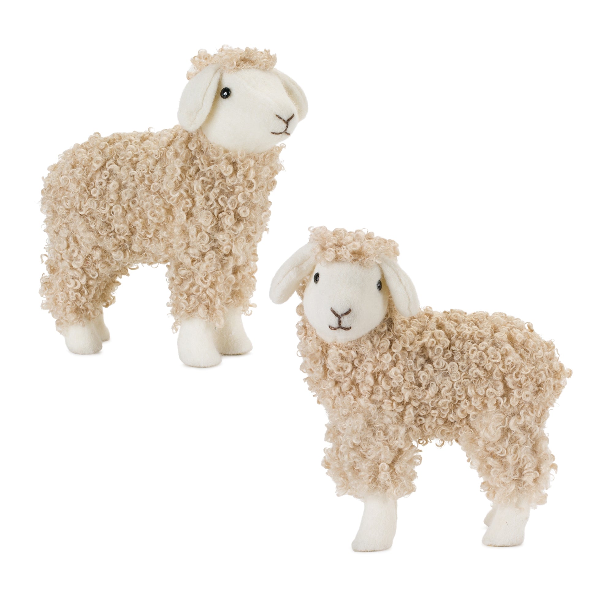 Standing Plush Sheep Decor with Curly Hair (Set of 2)