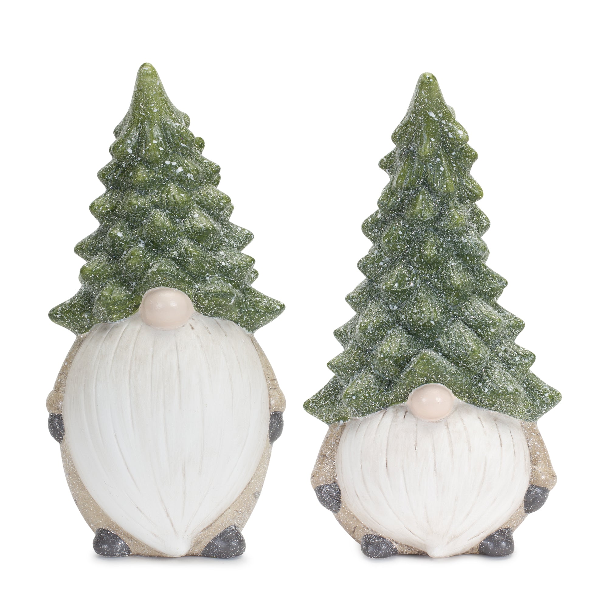 Terra Cotta Gnome Figurine with Pine Tree Hat (Set of 2)