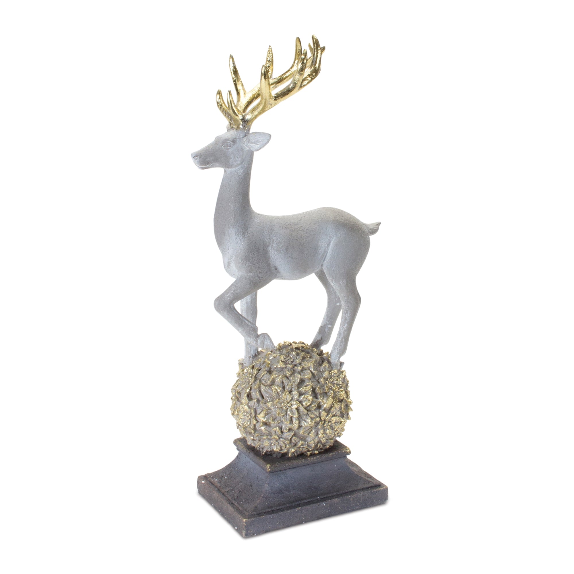 Winter Deer Figurine on Orb 14""H