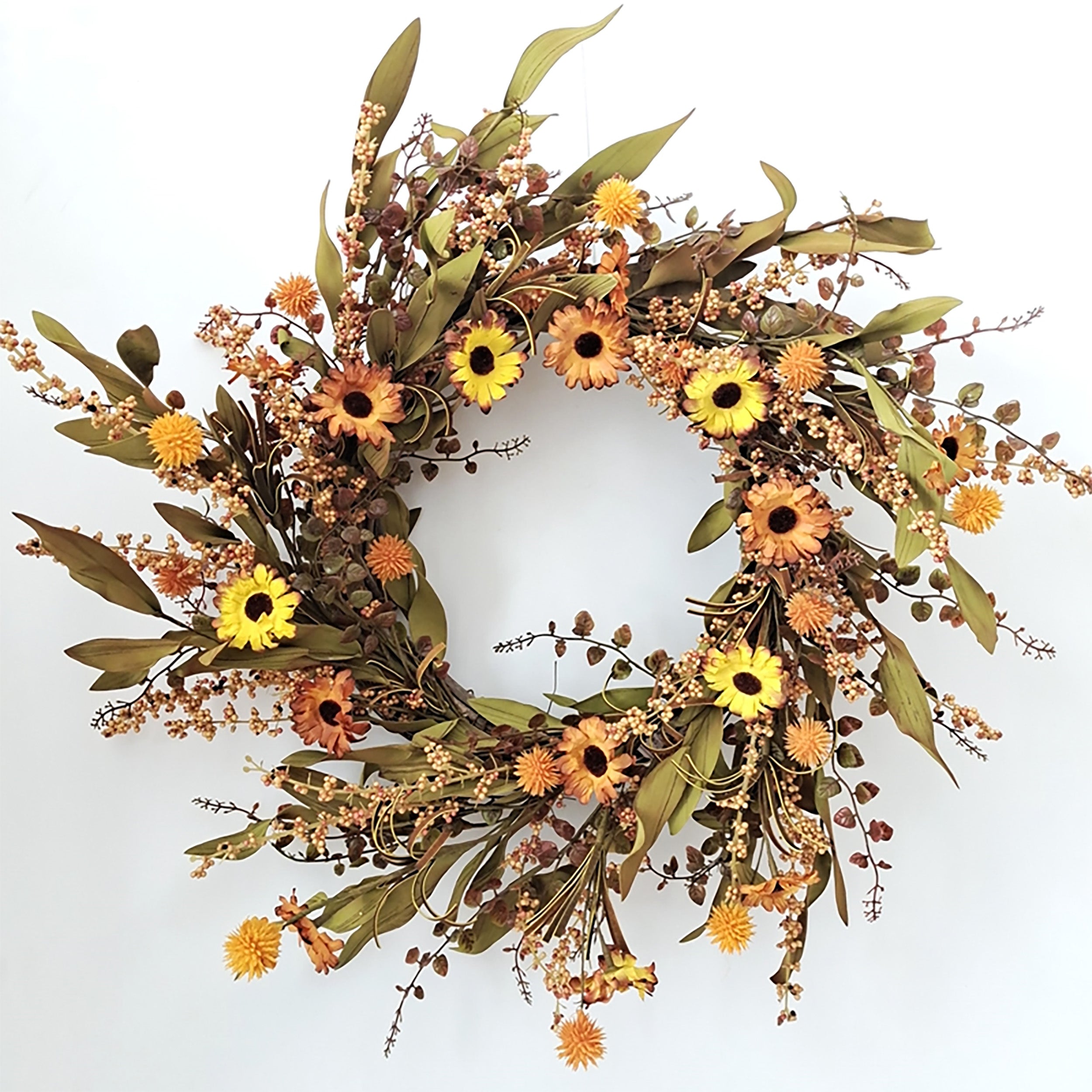 12"" Brown and Yellow Sunflower Wreath