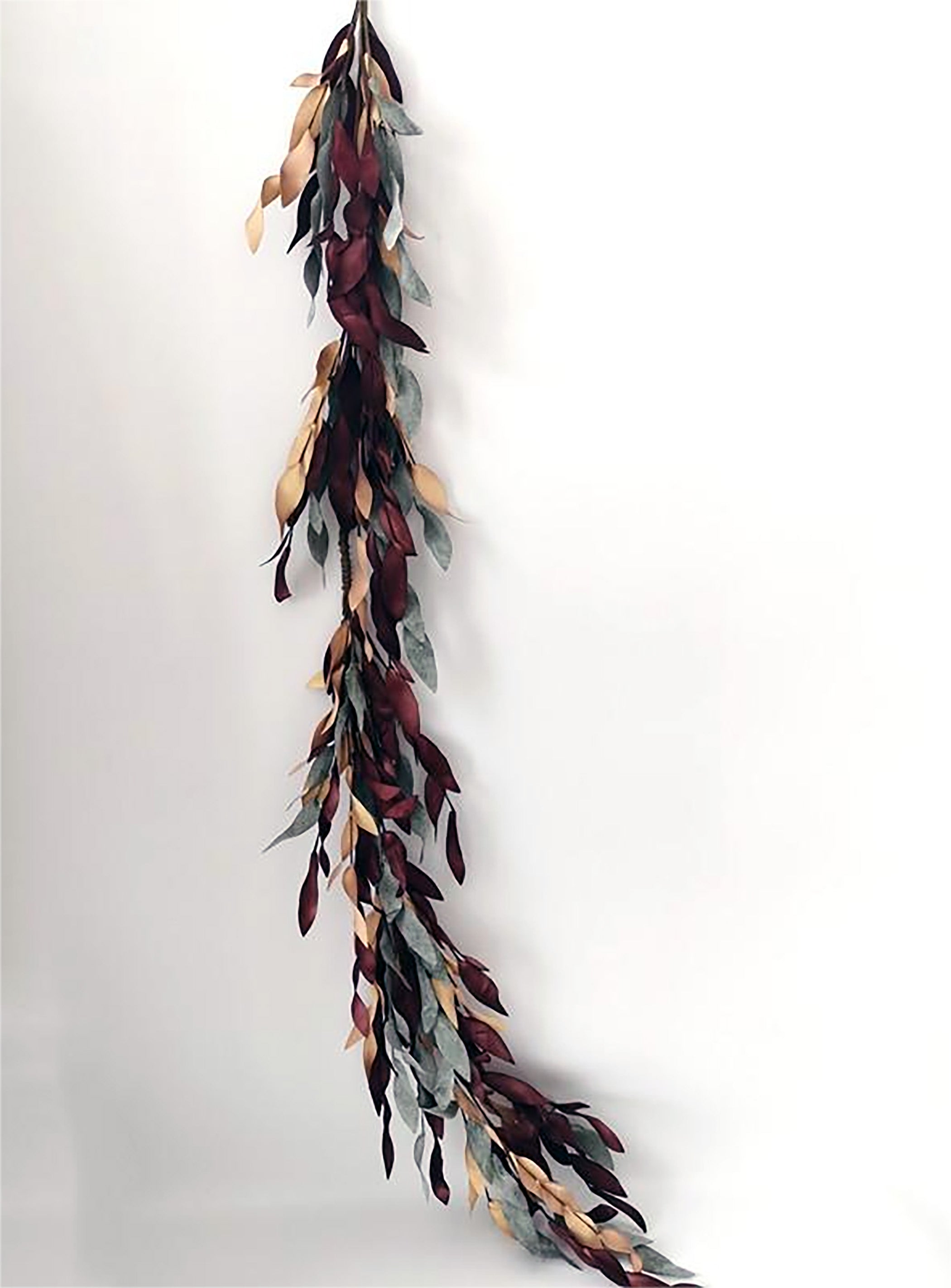 5' Burgundy, Tan and Green Leafy Garland