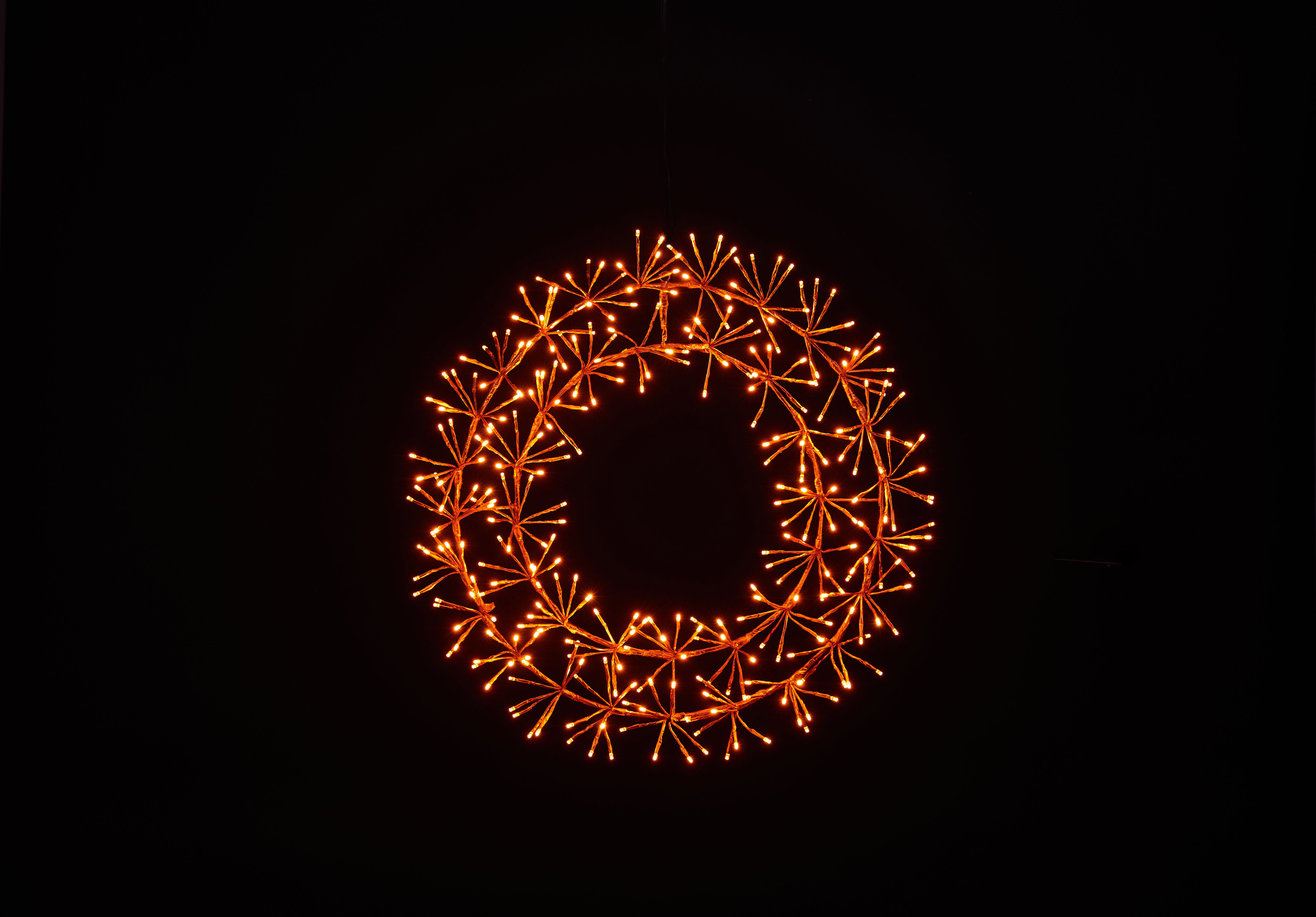 2' Micro LED Wreath with 280 Steady Burn Lights and 40 Flash Orange Lights 16.5 extension wire - Orange Frame