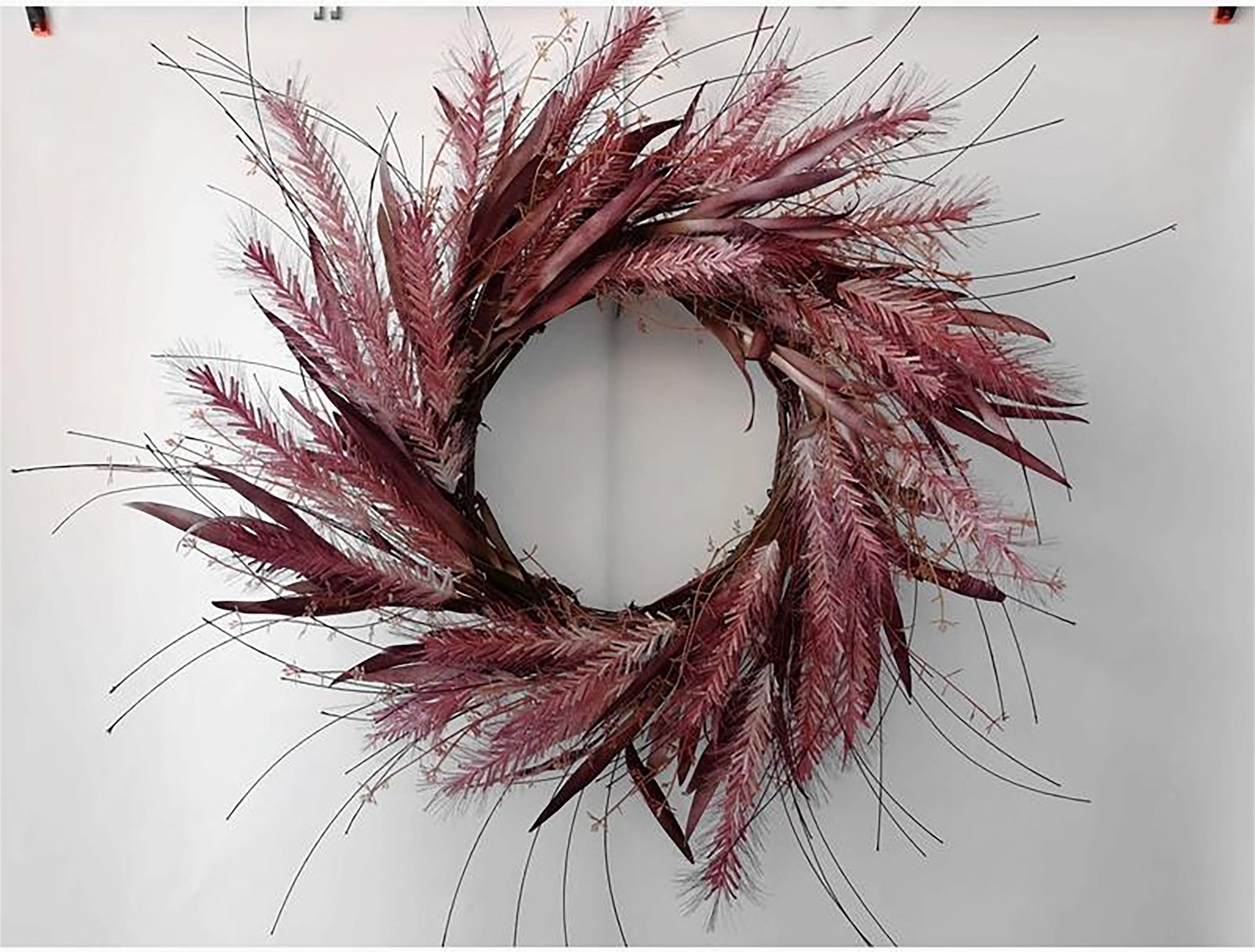 28"" Burgundy Feathered Wreath