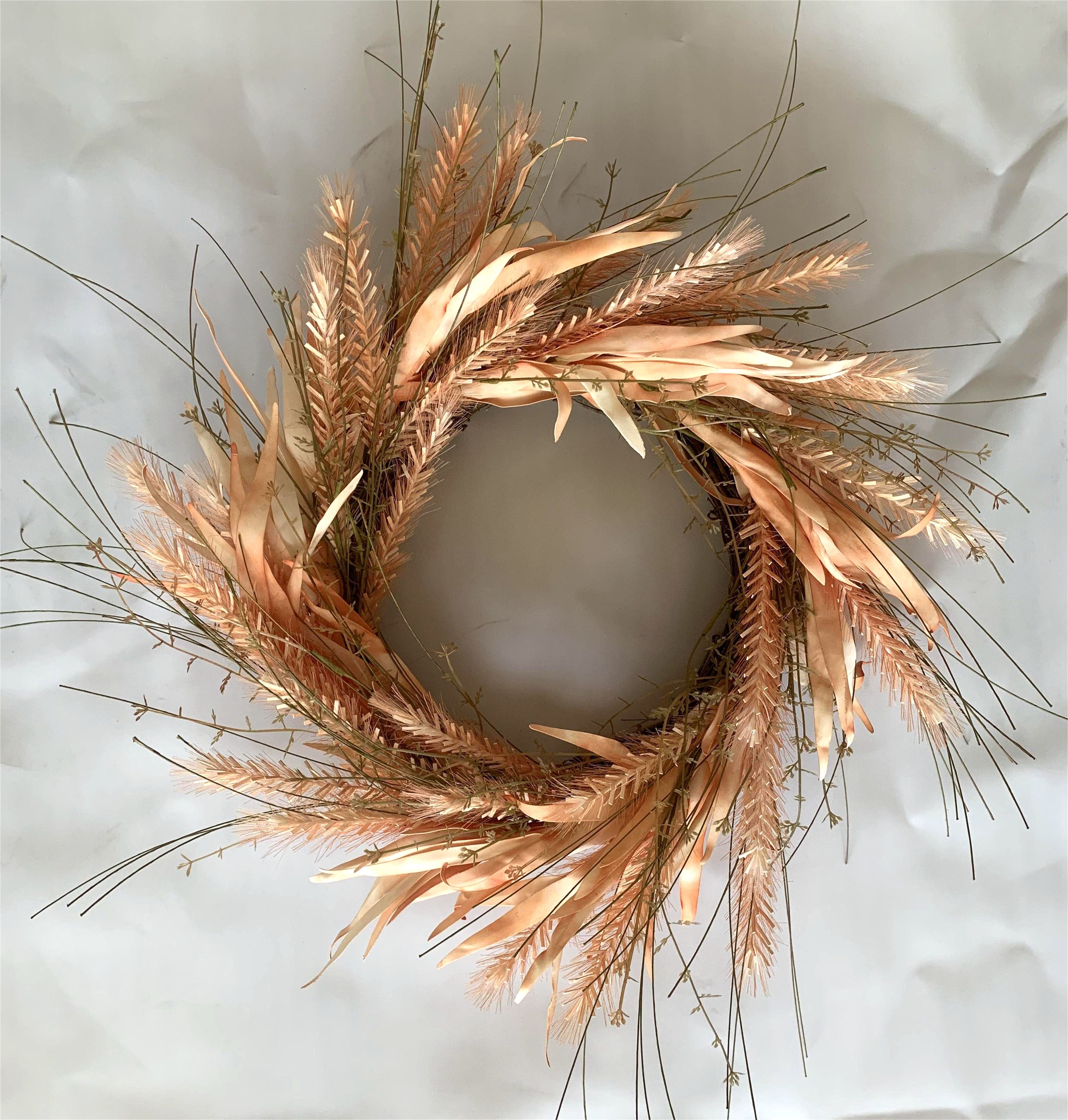 28"" Orange Feathered Wreath