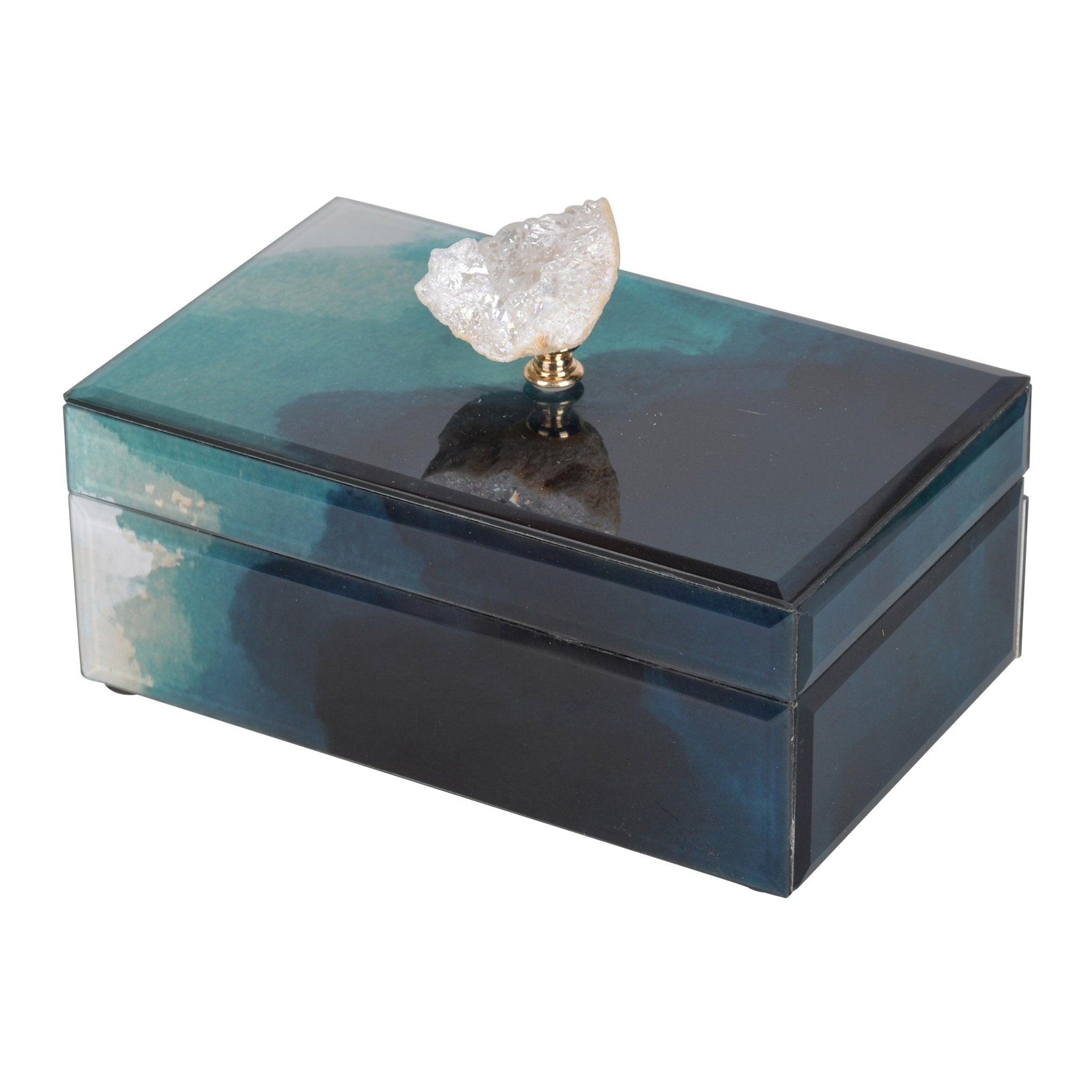 8.5 x 5 x 5 Bethany Aqua Jewelry Box, Stackable Decorative Storage Boxes With Lids