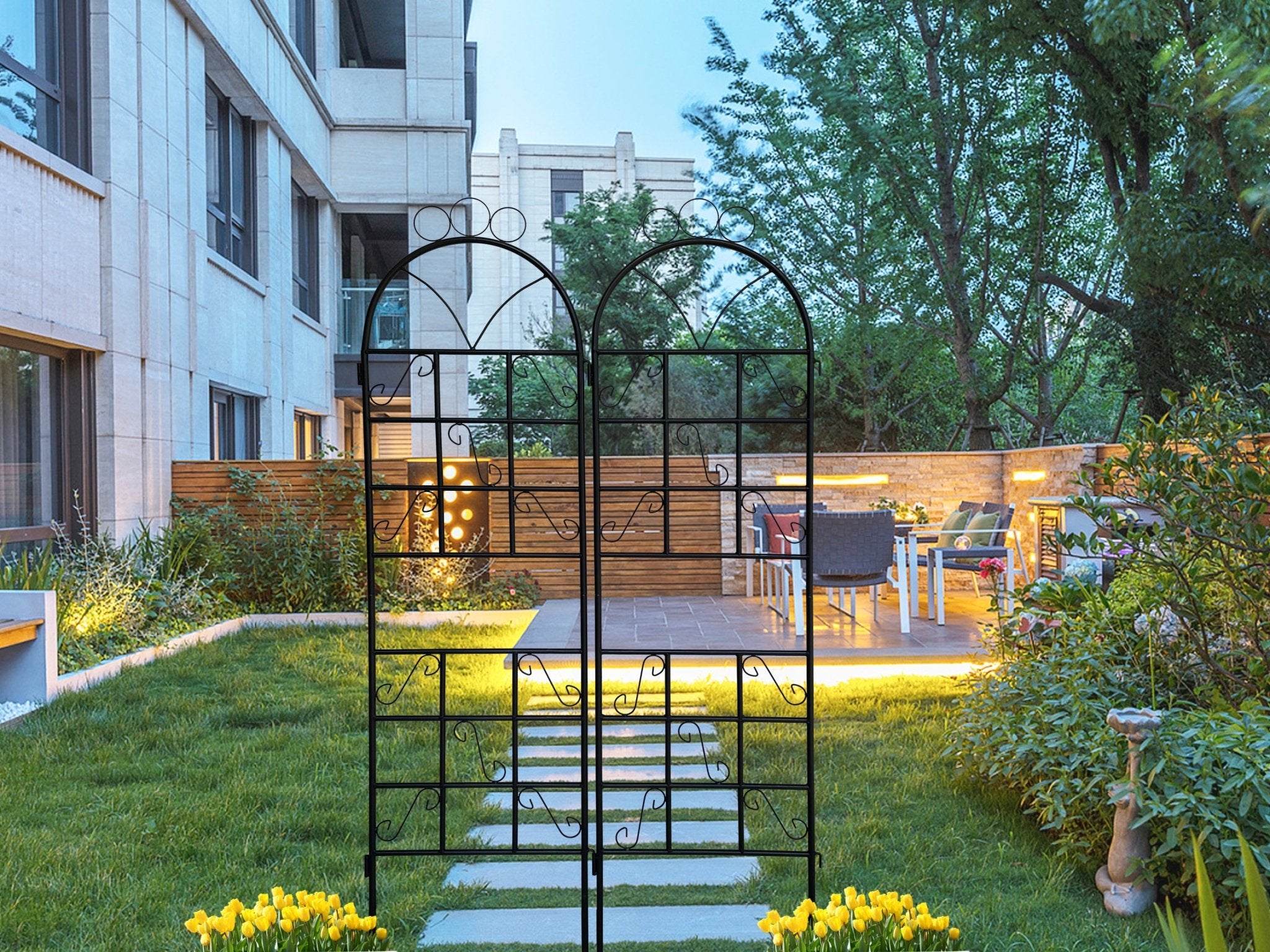 1Set (2pcs)  Metal Garden Trellis for Climbing Plants Outdoor Rustproof Plant Support-Black