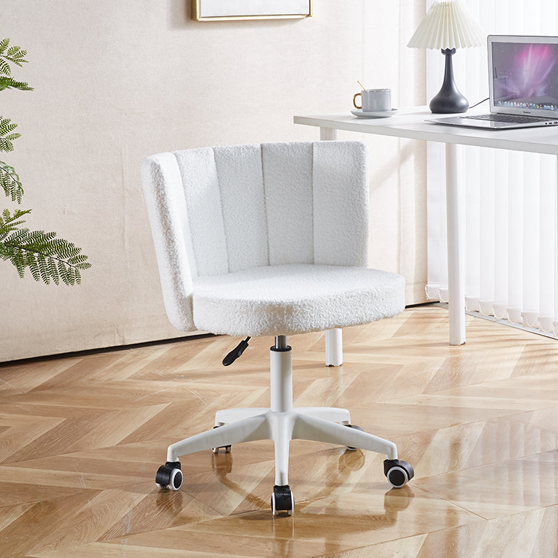 Fluffy White Vanity Swivel Desk Chair -Height Adjustable