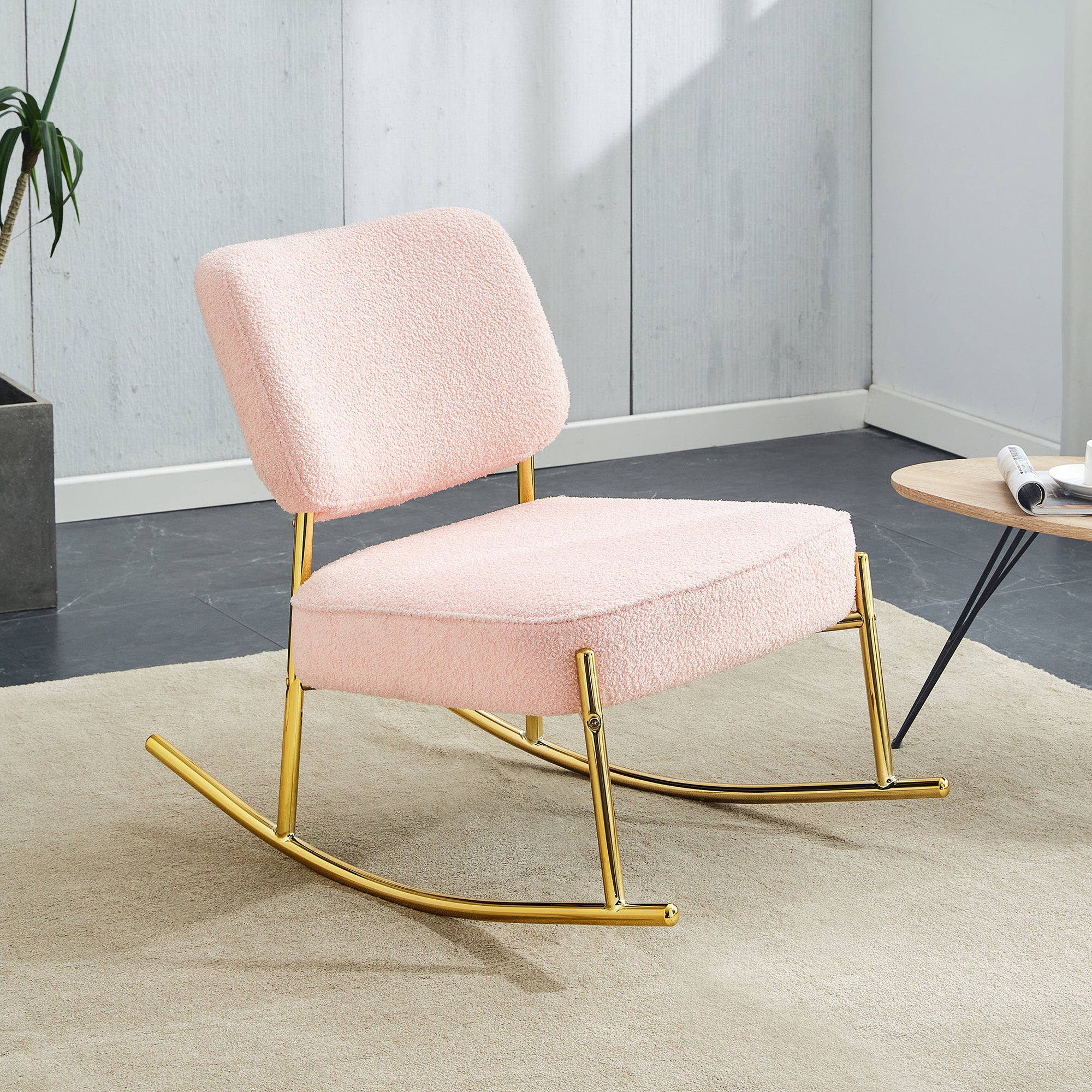 Upholstered rocking chair, unique rocking chair- Pink