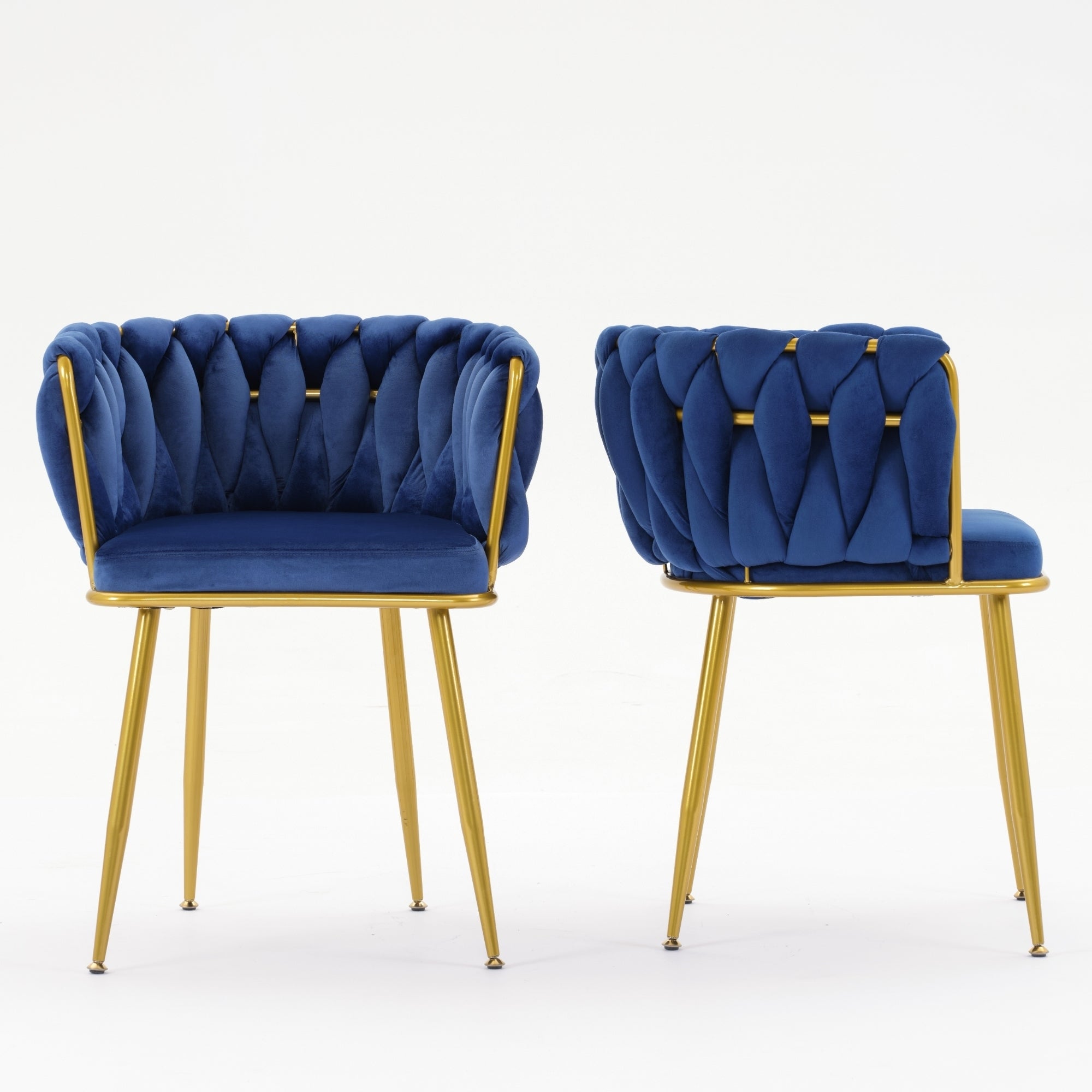 Velvet  Chair with Back Arm  Blue Set of 2