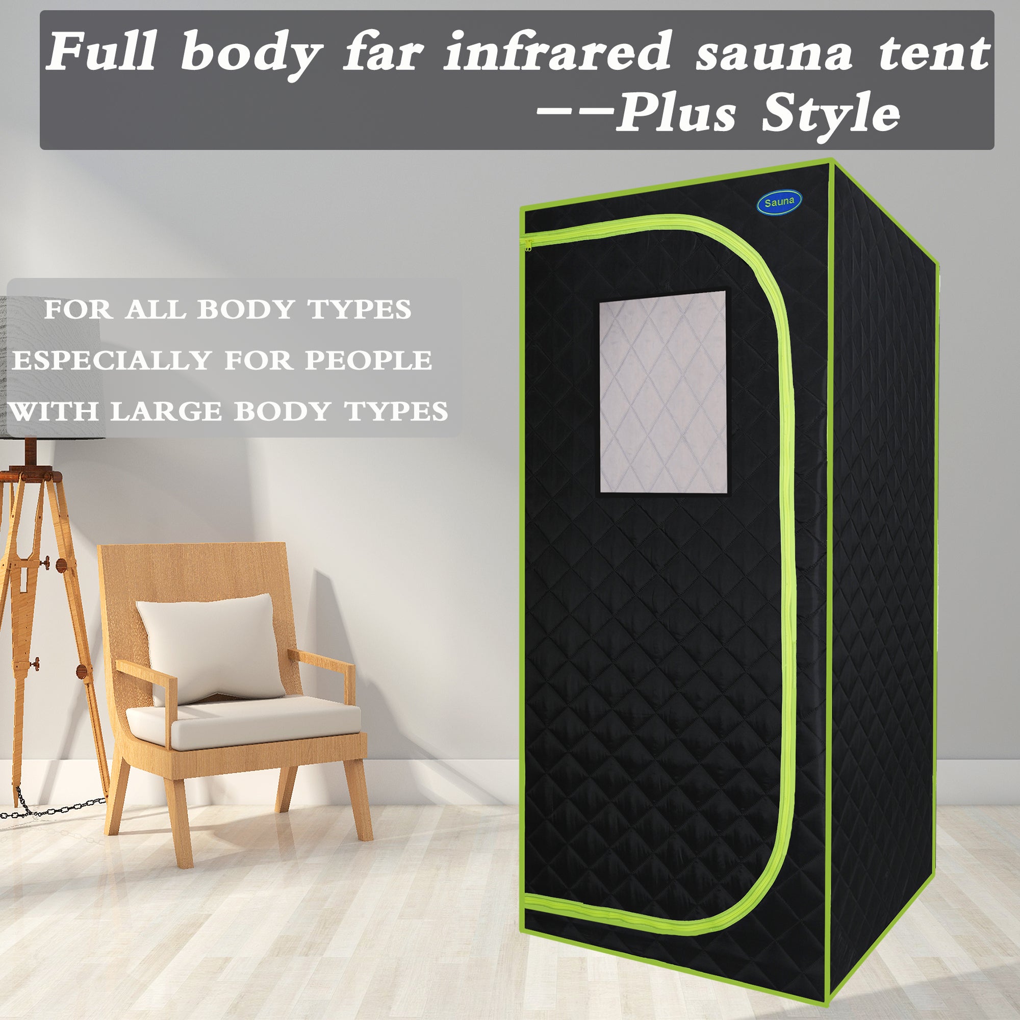 Portable Plus Type Full Size Far Infrared Sauna tent  with FCC Certification--Black