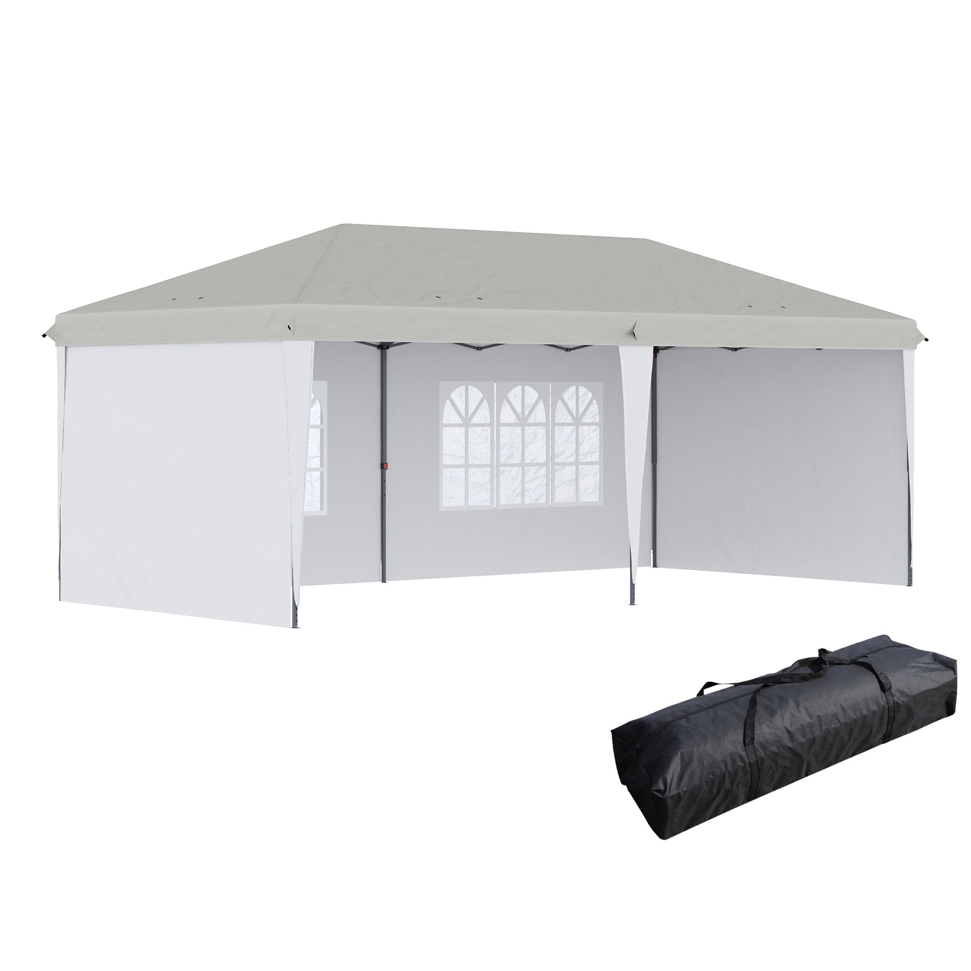 10' x 20' Pop Up Canopy Tent with 4 Sidewalls, with Carry Bag, White