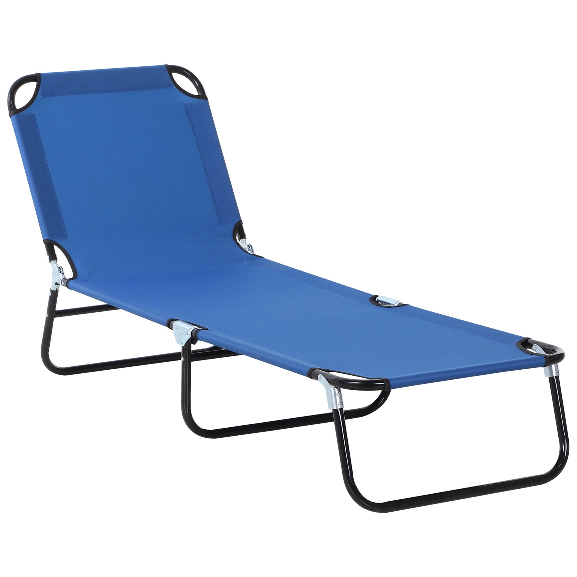 Folding Chaise Lounge  Chair with 5-Positions Reclining Back, Oxford Fabric Seat , Blue