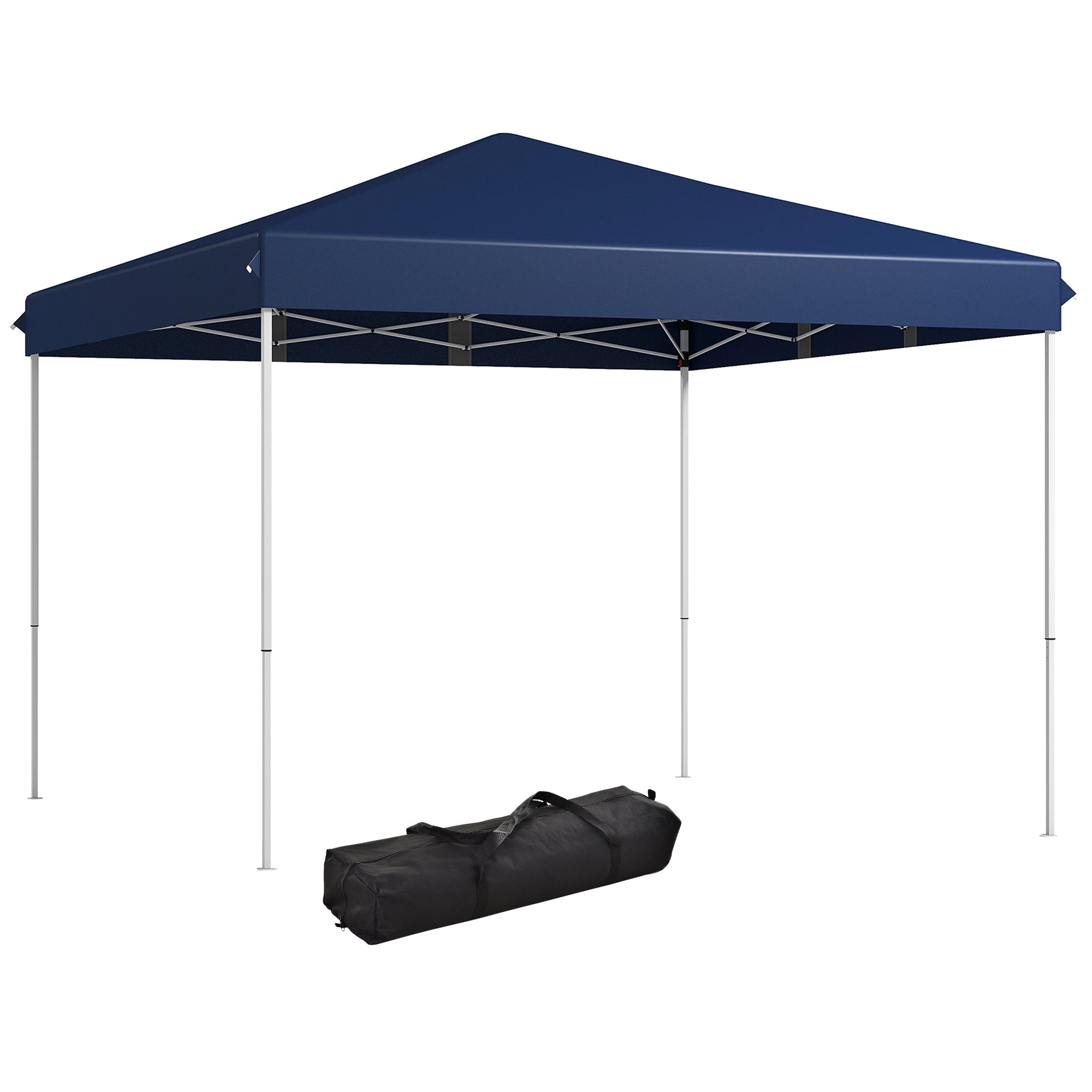 Outsunny 13' x 13' Pop Up Canopy Tent, Instant Sun Shelter, Tents for Parties, Height Adjustable, with Wheeled Carry Bag for Outdoor, Garden, Patio, Parties, Dark Blue