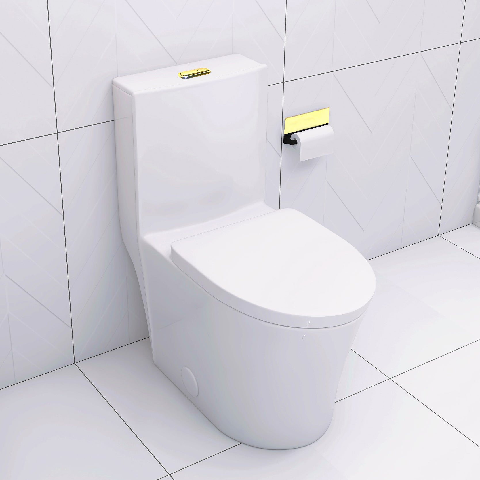 Elongated One Piece Toilet White