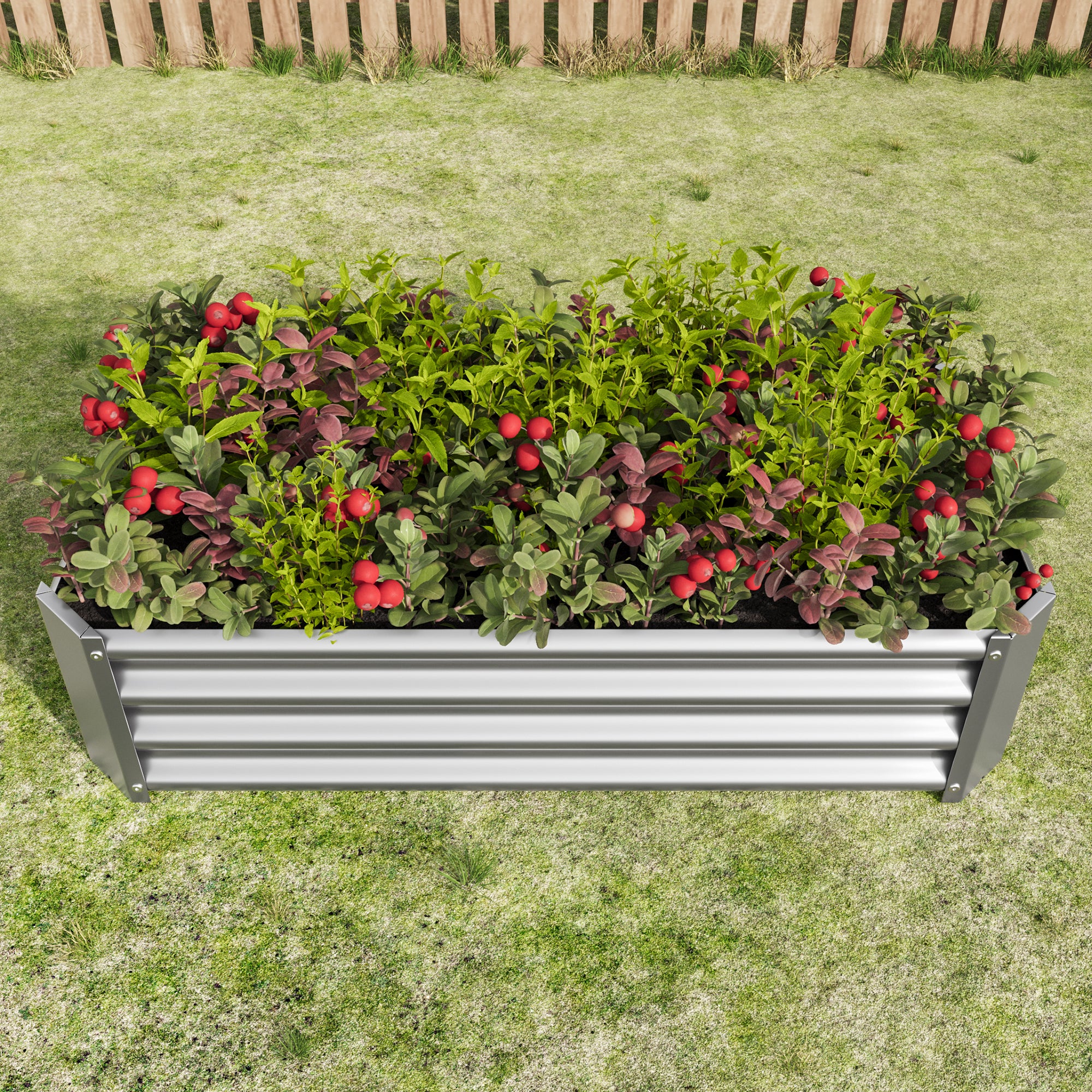 Metal Raised Garden Bed, Rectangle Raised Planter 421ft  for Flowers Plants, Vegetables Herb  Silver