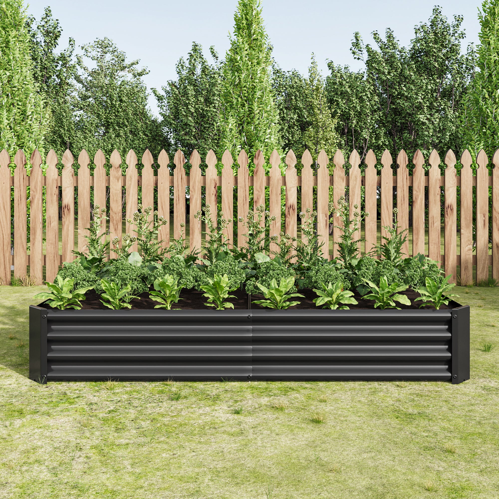 Raised Garden Bed Outdoor, 631ft , Metal Raised  Rectangle Planter Beds for Plants, Vegetables, and Flowers - Black