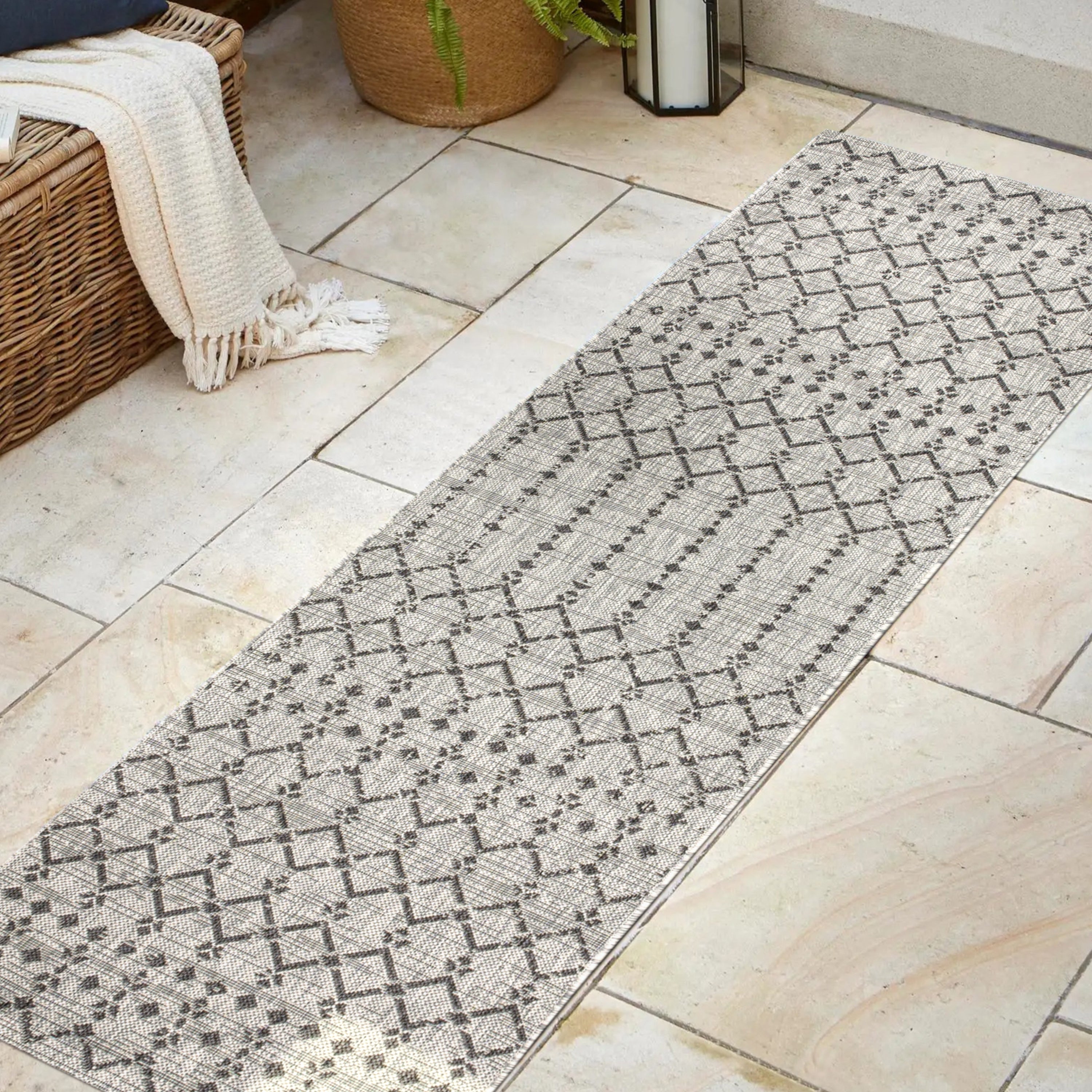 Ourika Moroccan Geometric Textured Indoor/Outdoor Runner Rug