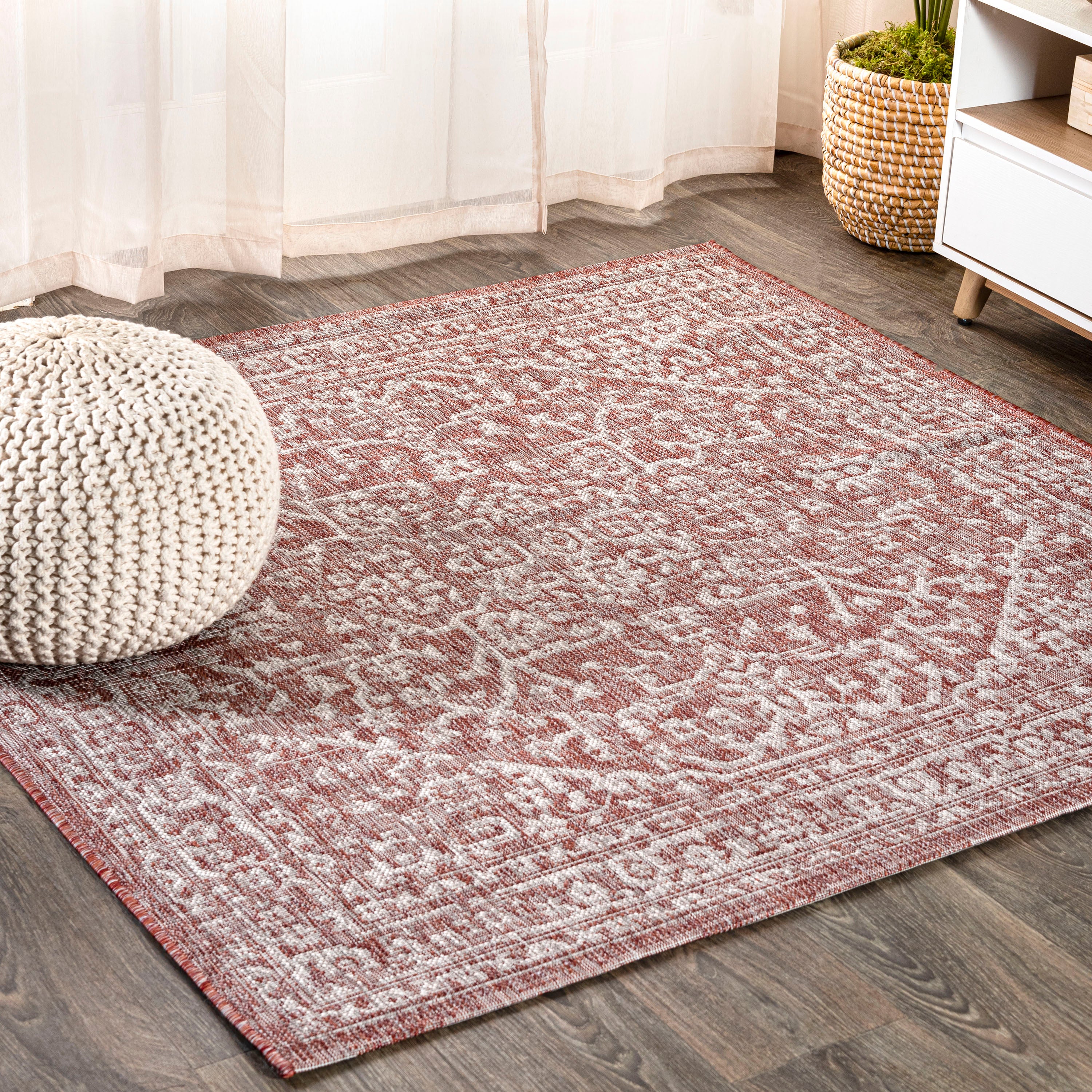 Malta Bohemian Medallion Textured Indoor/Outdoor Square Area Rug