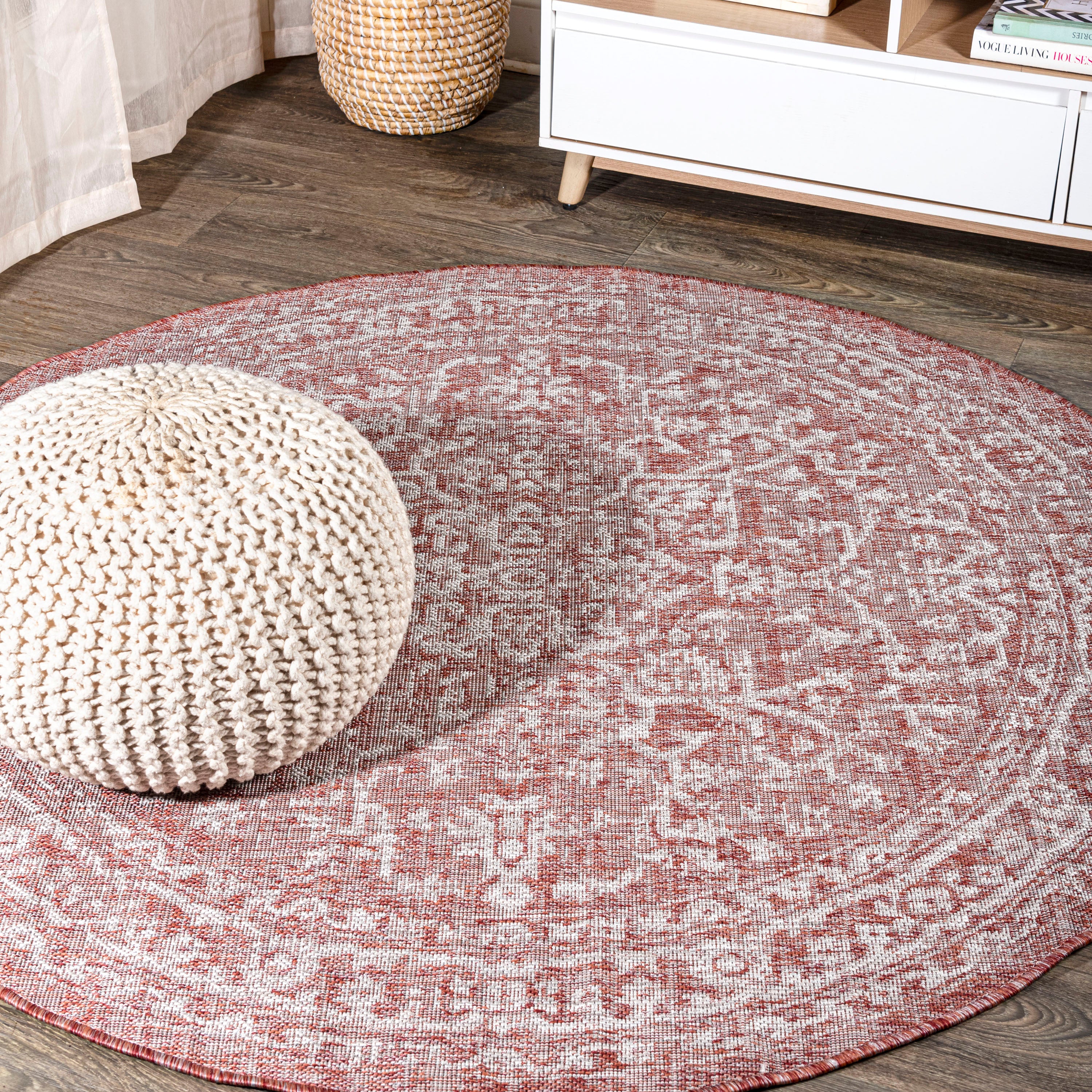 Malta Bohemian Medallion Weave Indoor/Outdoor Round Area Rug