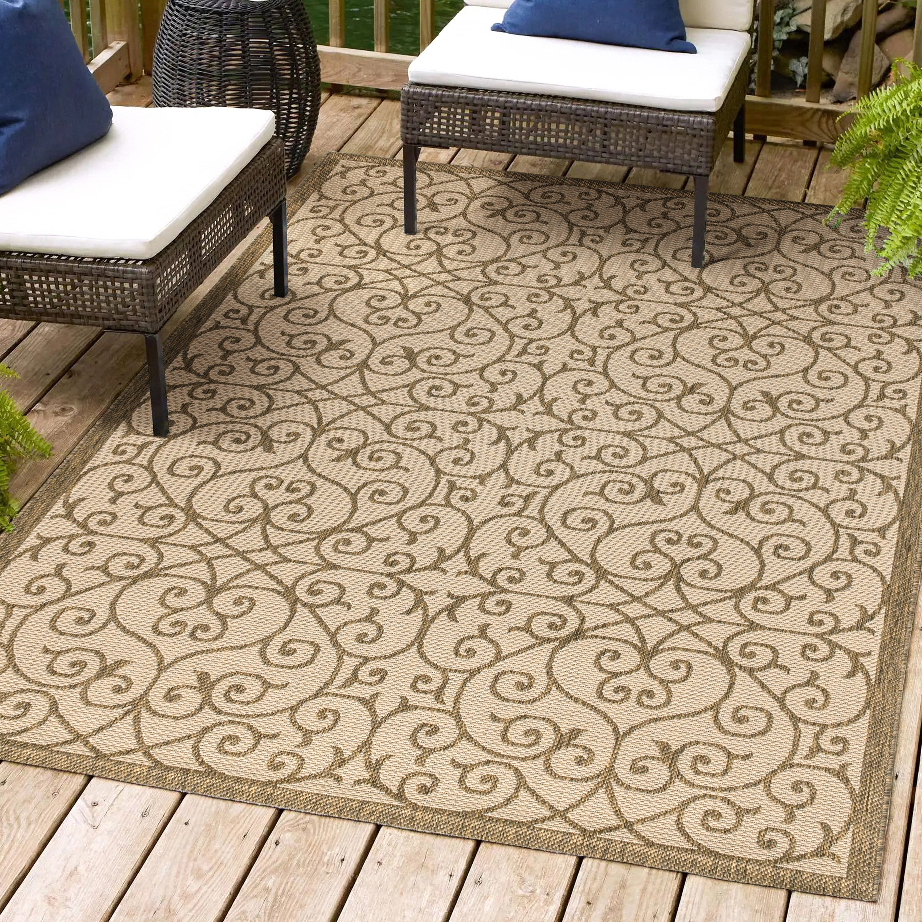 Madrid Vintage Filigree Textured Weave Indoor/Outdoor Area Rug