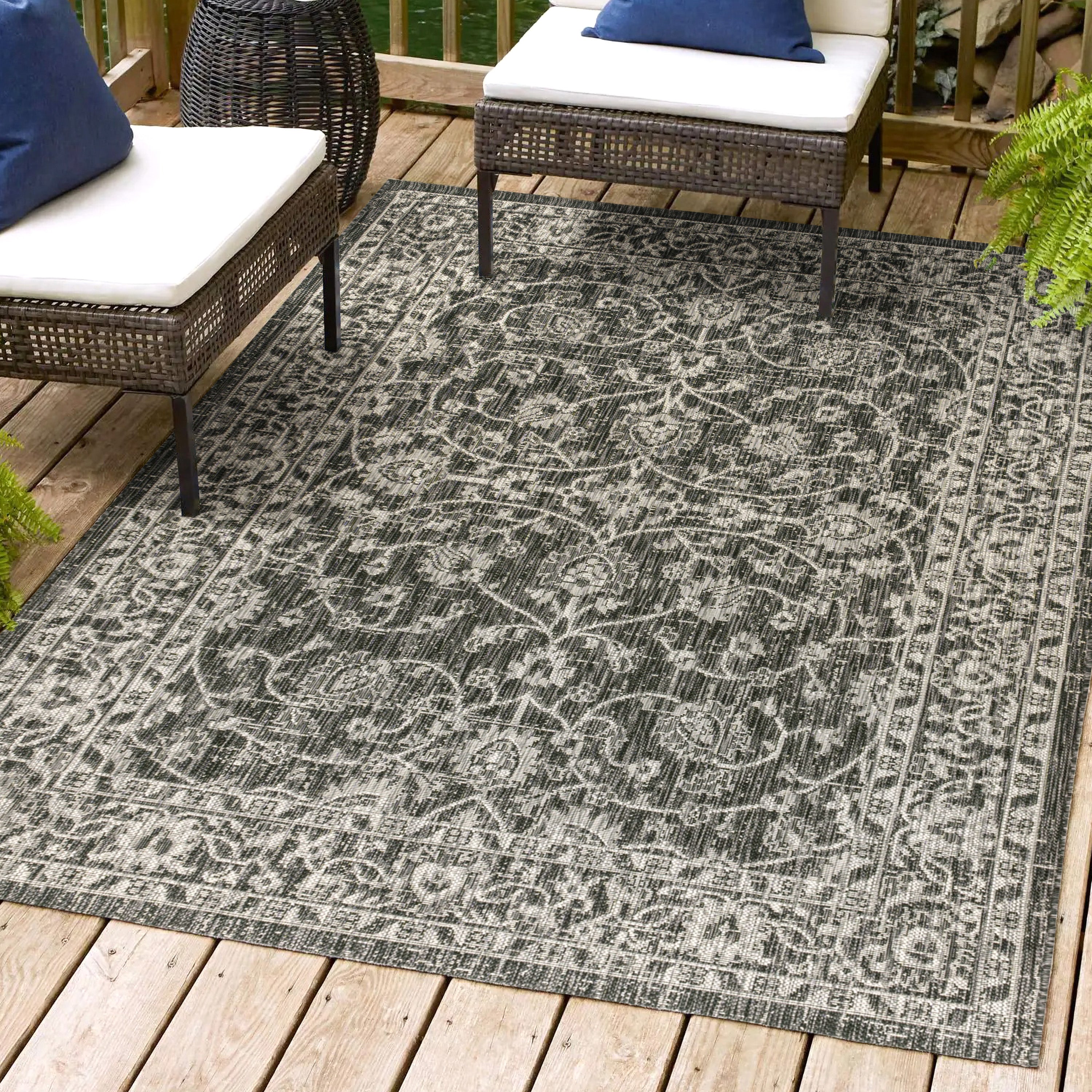 Palazzo Vine and Border Textured Weave Indoor/Outdoor Area Rug