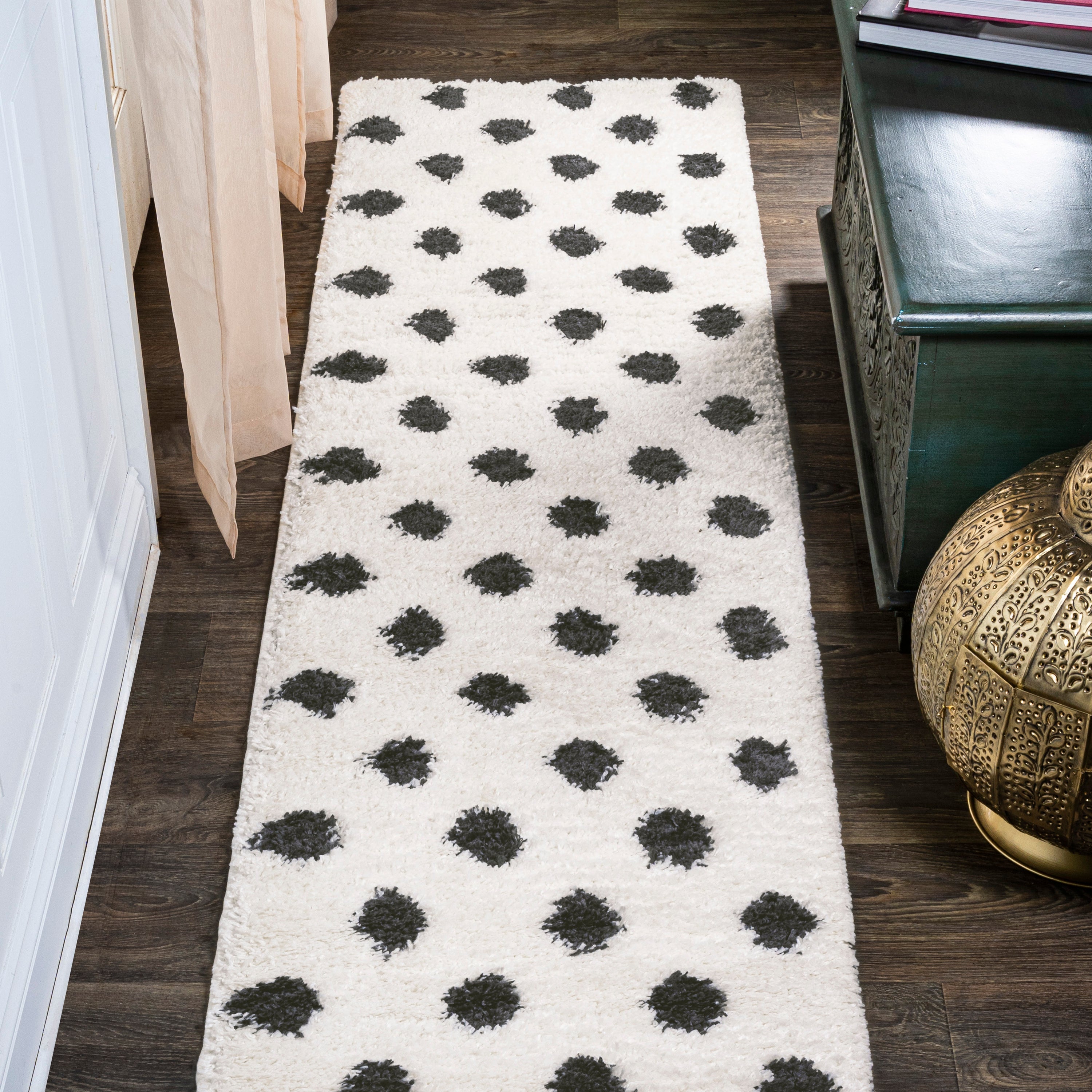 Pere Modern Dot Shag Runner Rug