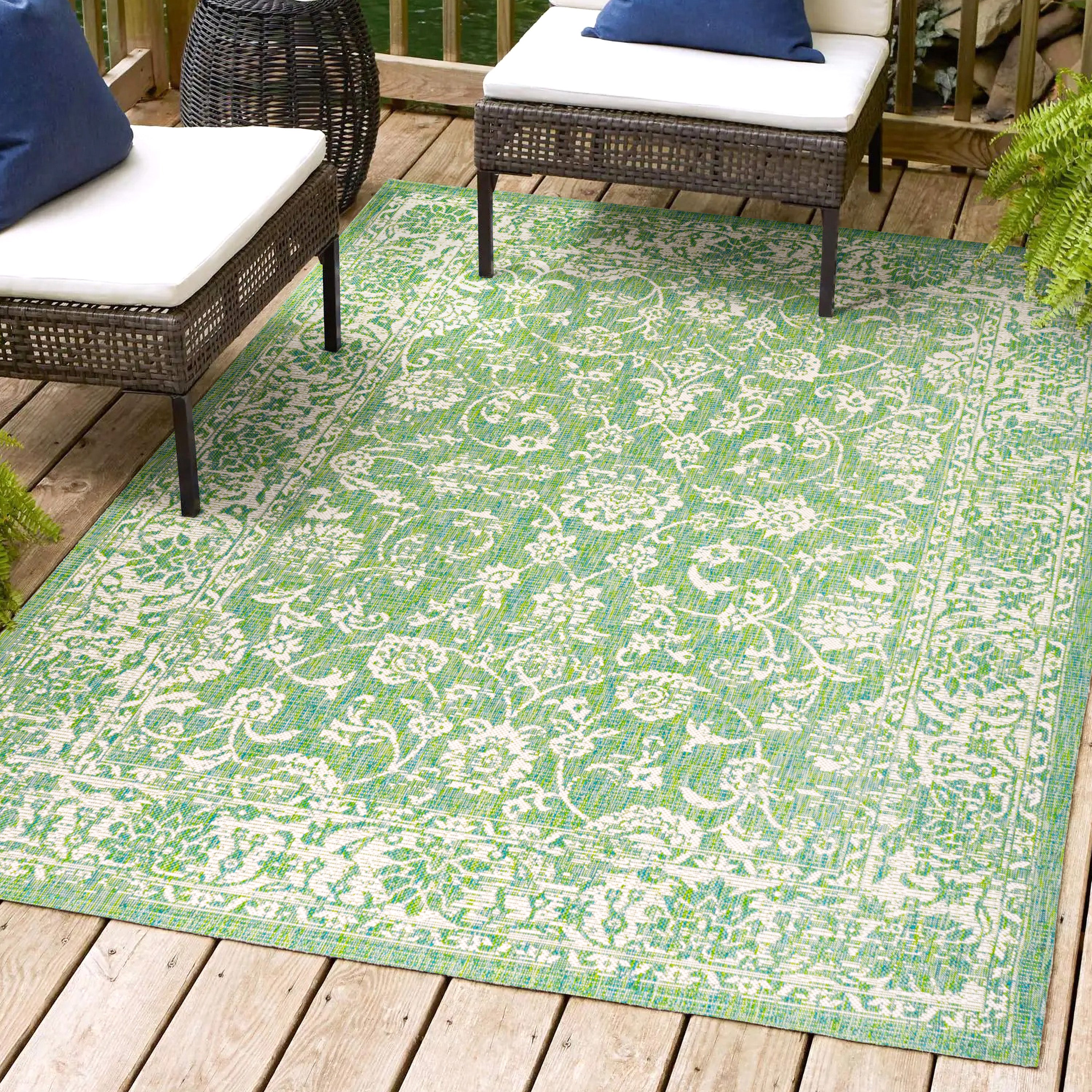 Tela Bohemian Textured Weave Floral Indoor/Outdoor Area Rug