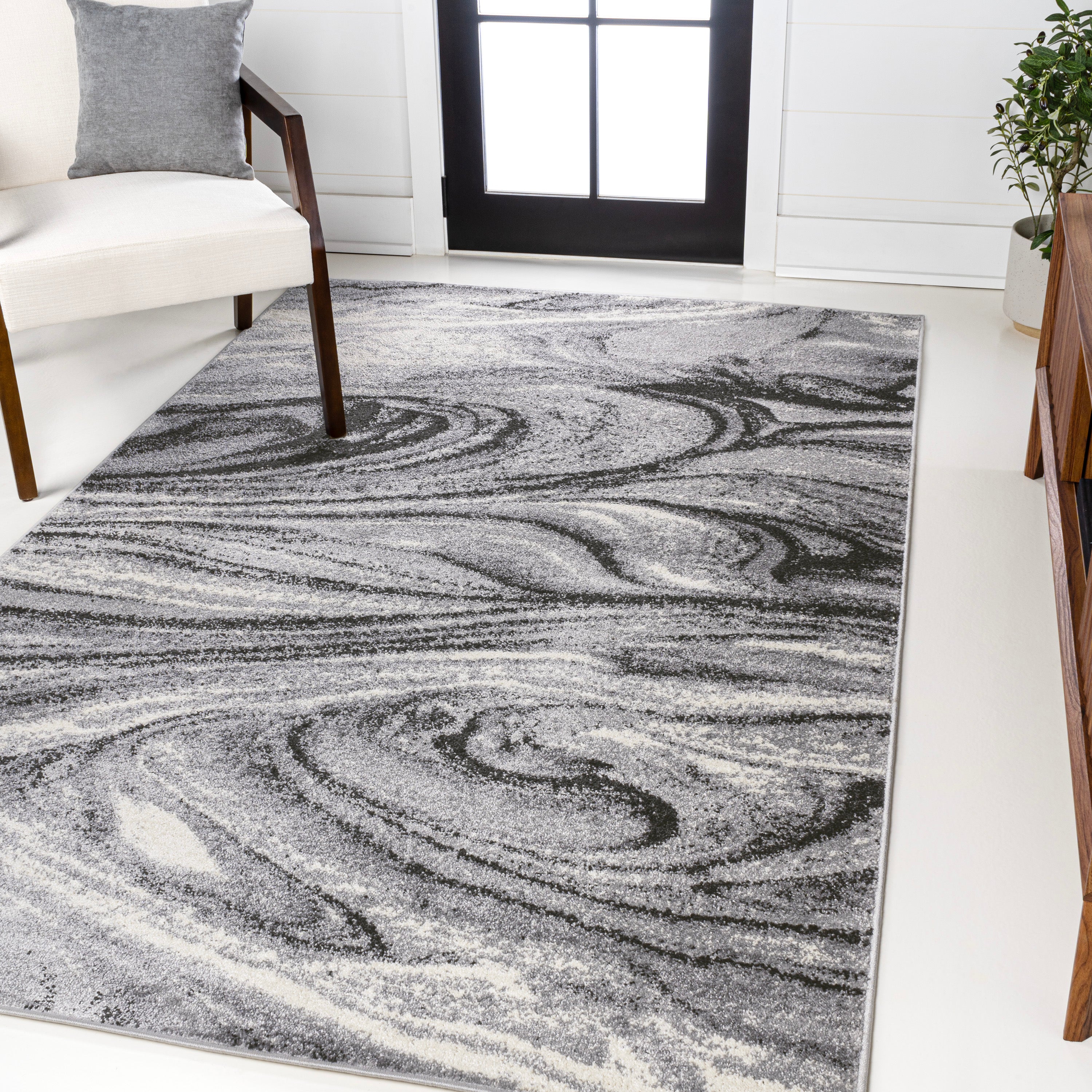 Viscon Abstract Marble Contemporary Area Rug