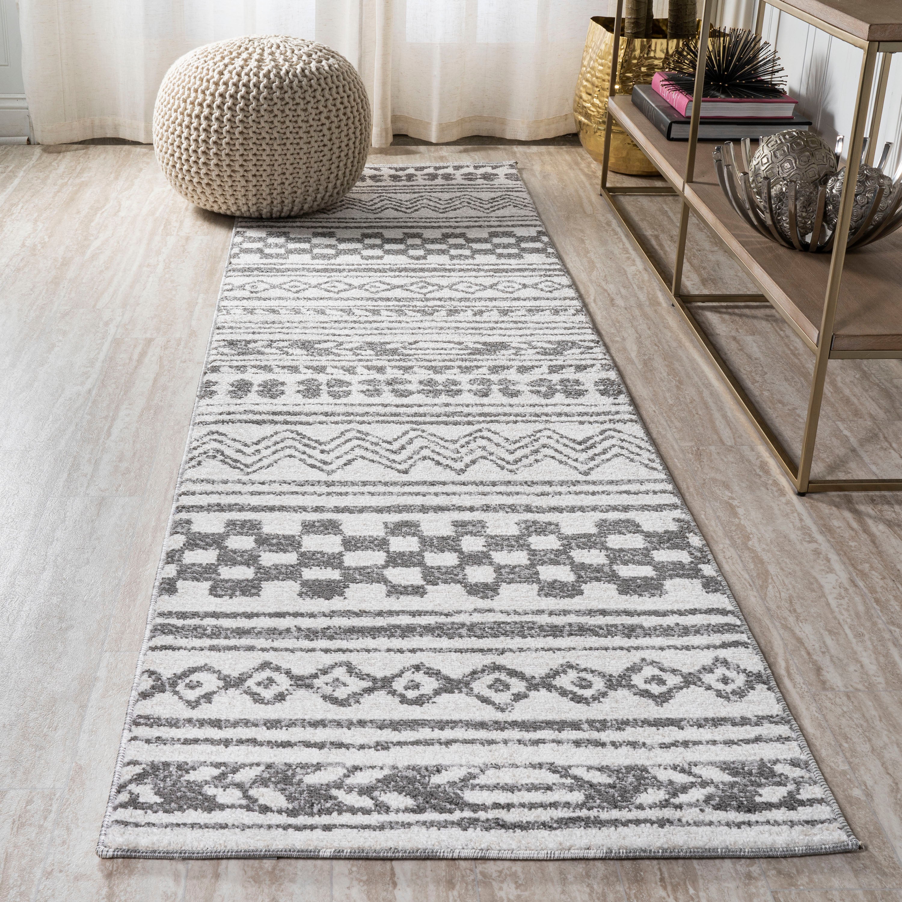 Imlil Tribal Geometric Stripe Runner Rug