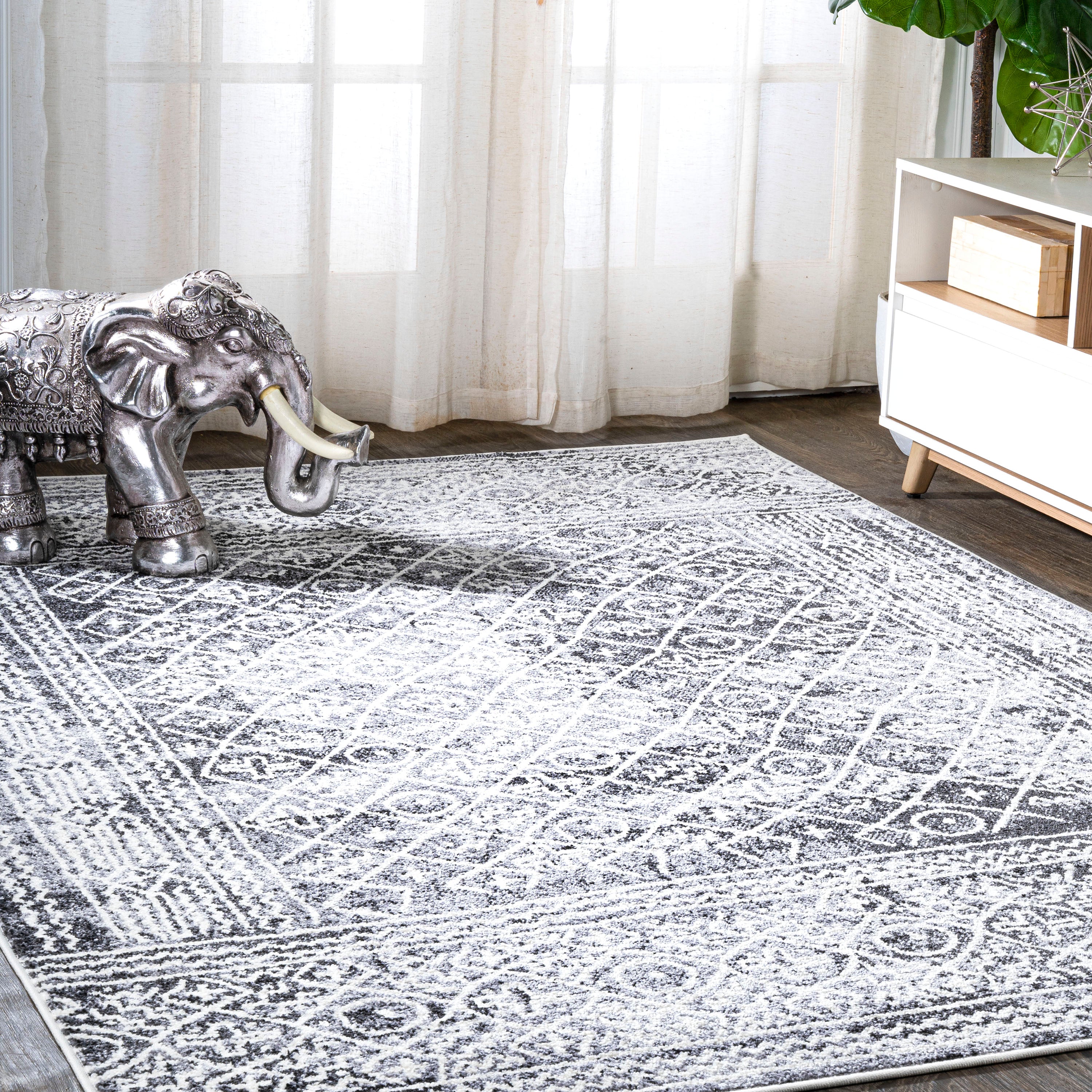 Iften Moroccan Geometric Distressed Area Rug