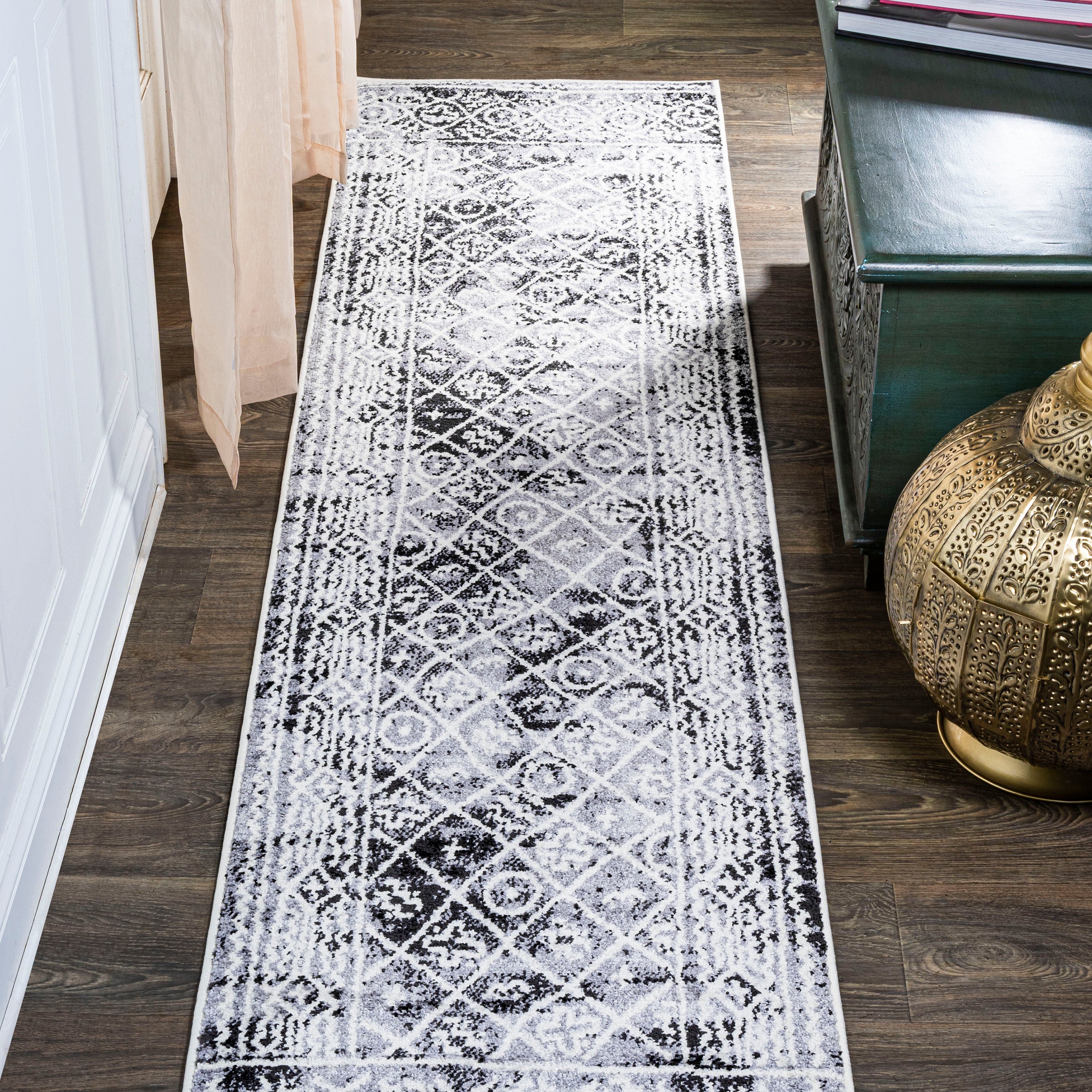 Iften Moroccan Geometric Distressed Runner Rug