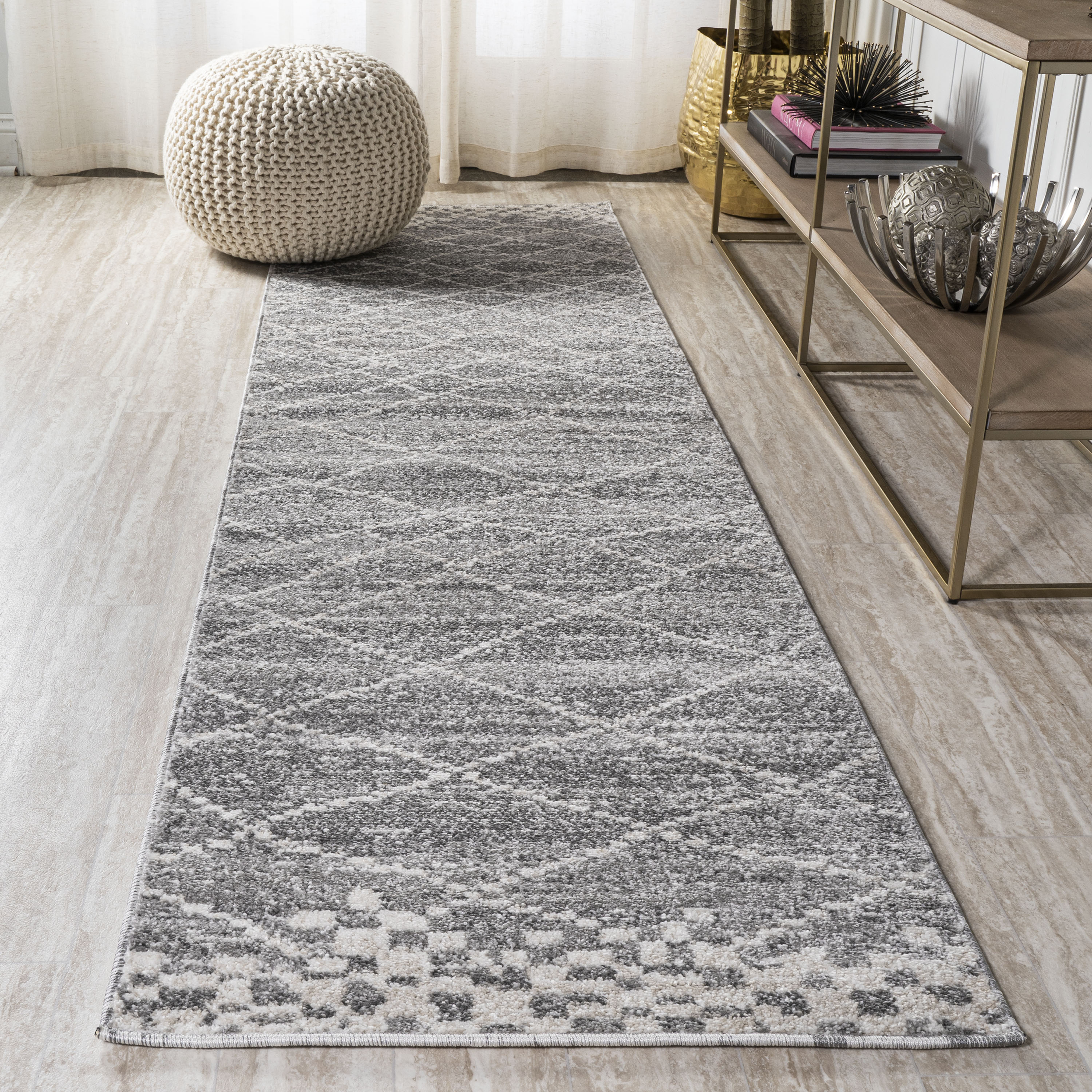 Asilah Moroccan Modern Diamond Runner Rug