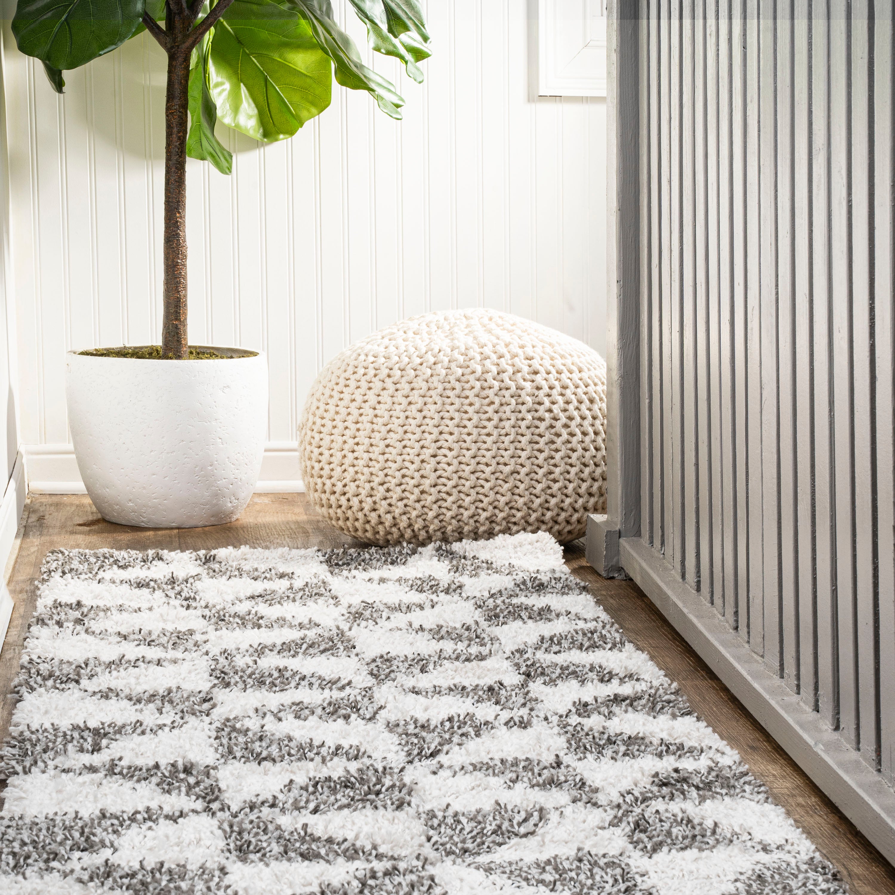 Alcudia Geometric Shag Runner Rug