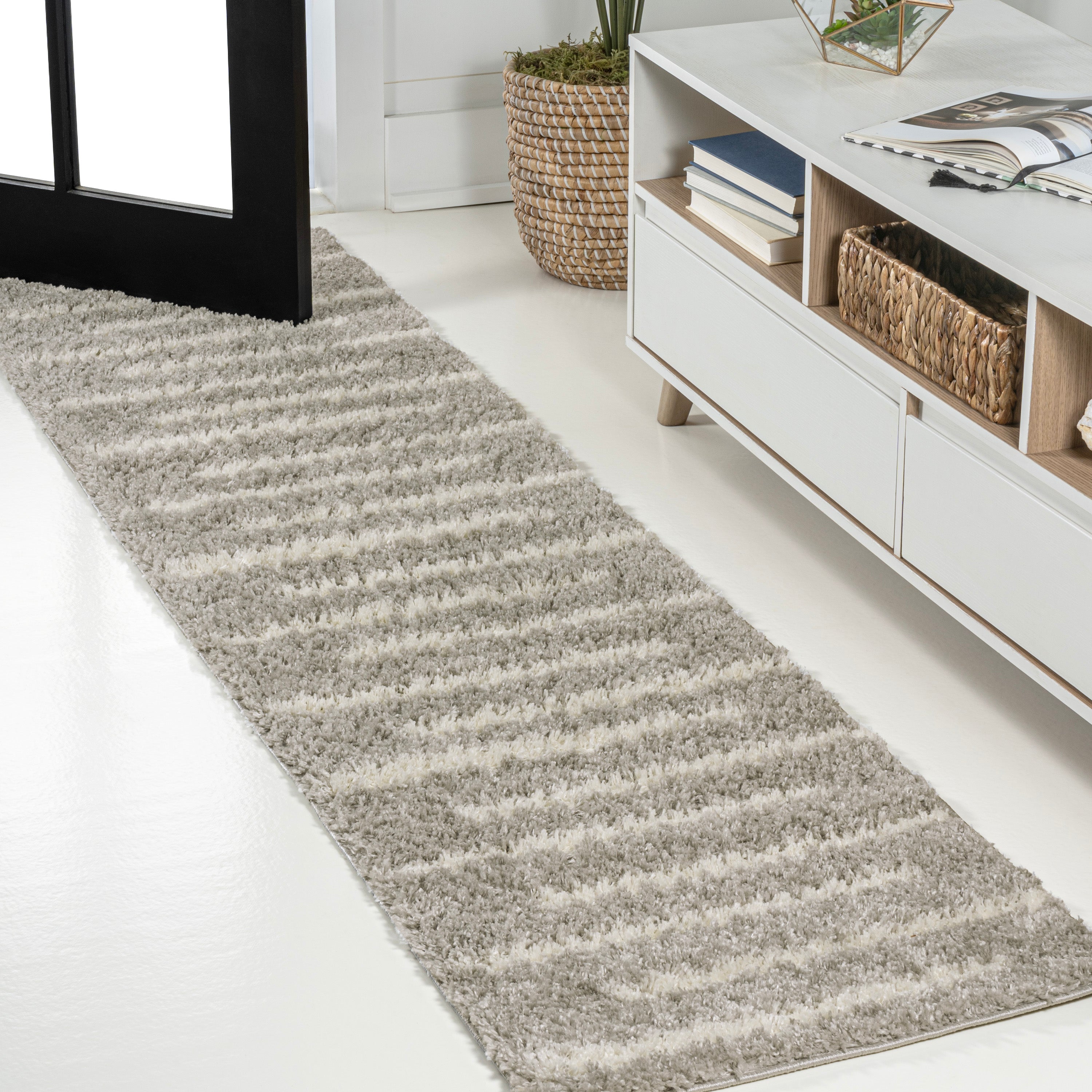 Alaro Berber Stripe Shag Runner Rug