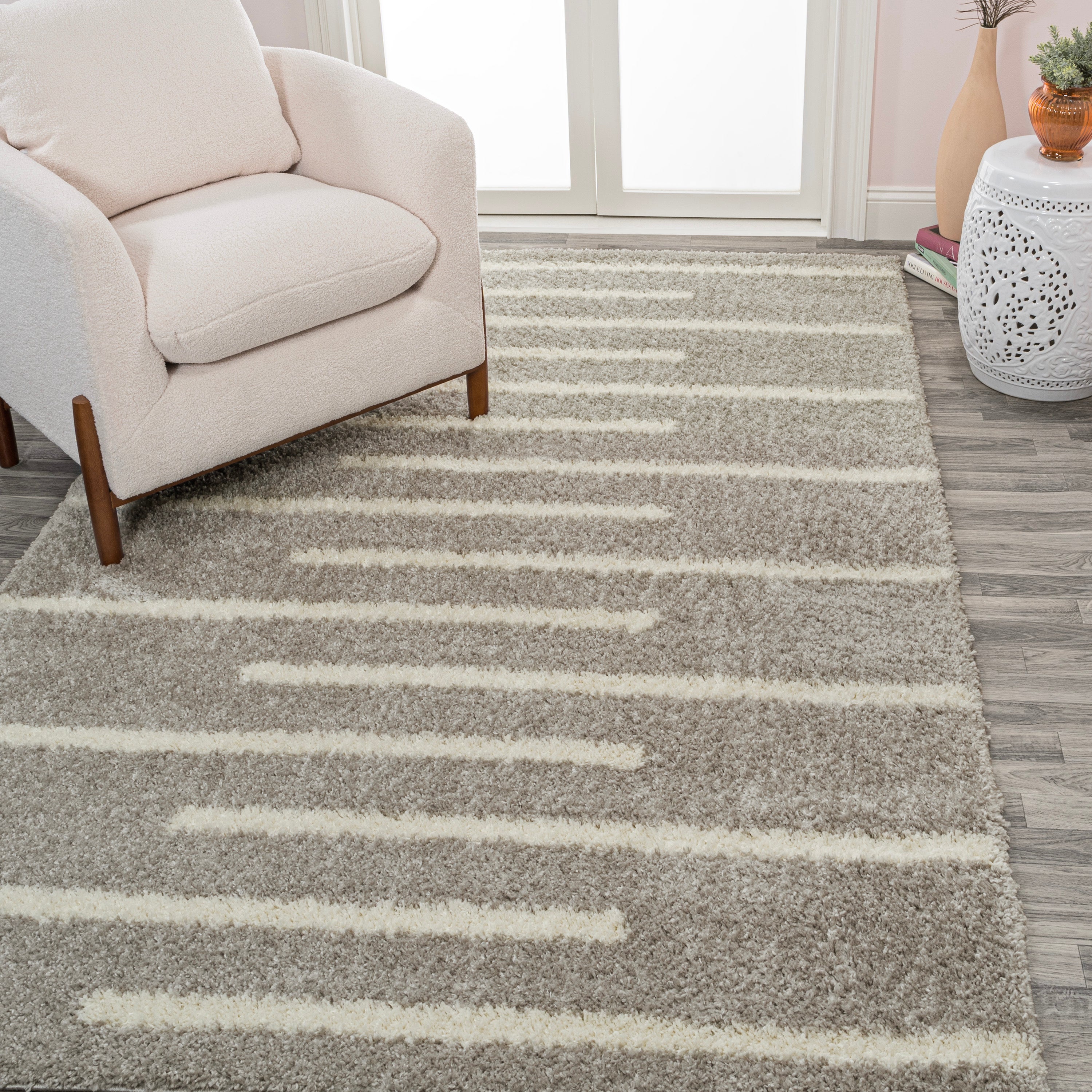 Alaro Berber Stripe Shag Area Rug