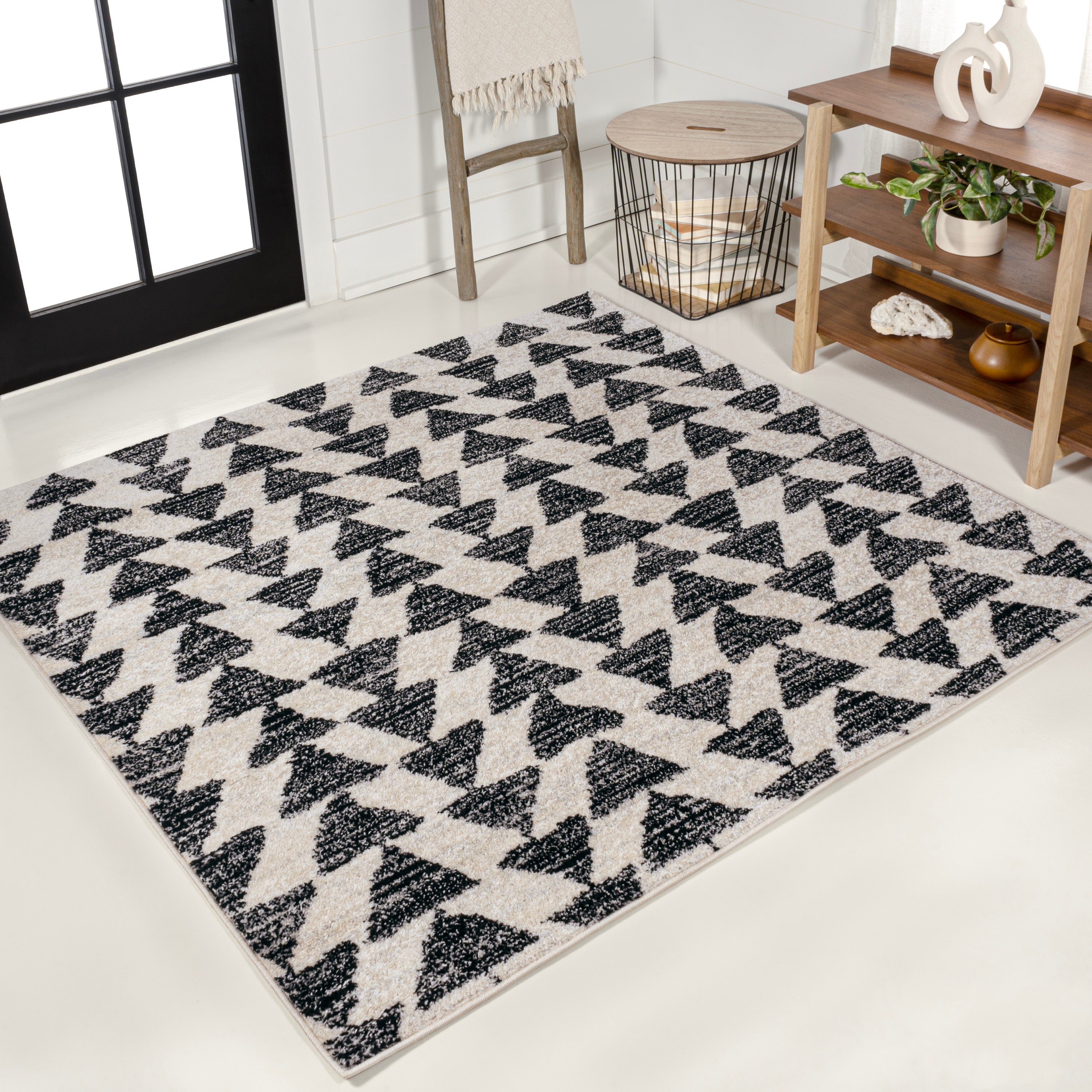 Aisha Moroccan Triangle Geometric Square Area Rug