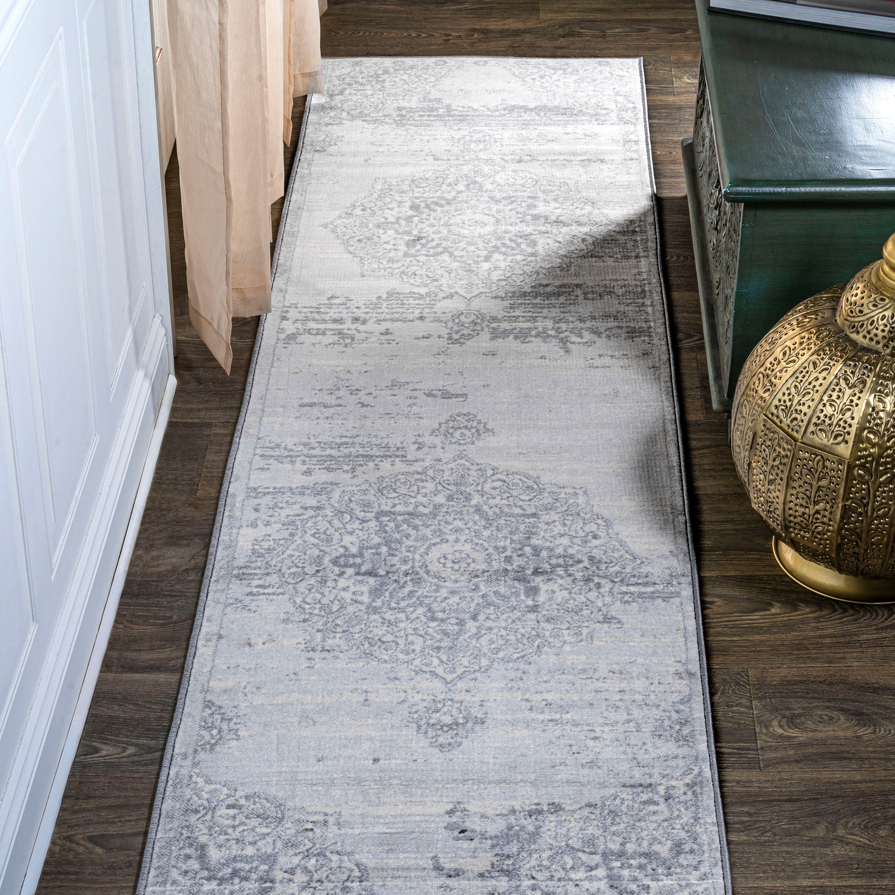 Modern Persian Vintage Moroccan Medallion Runner Rug