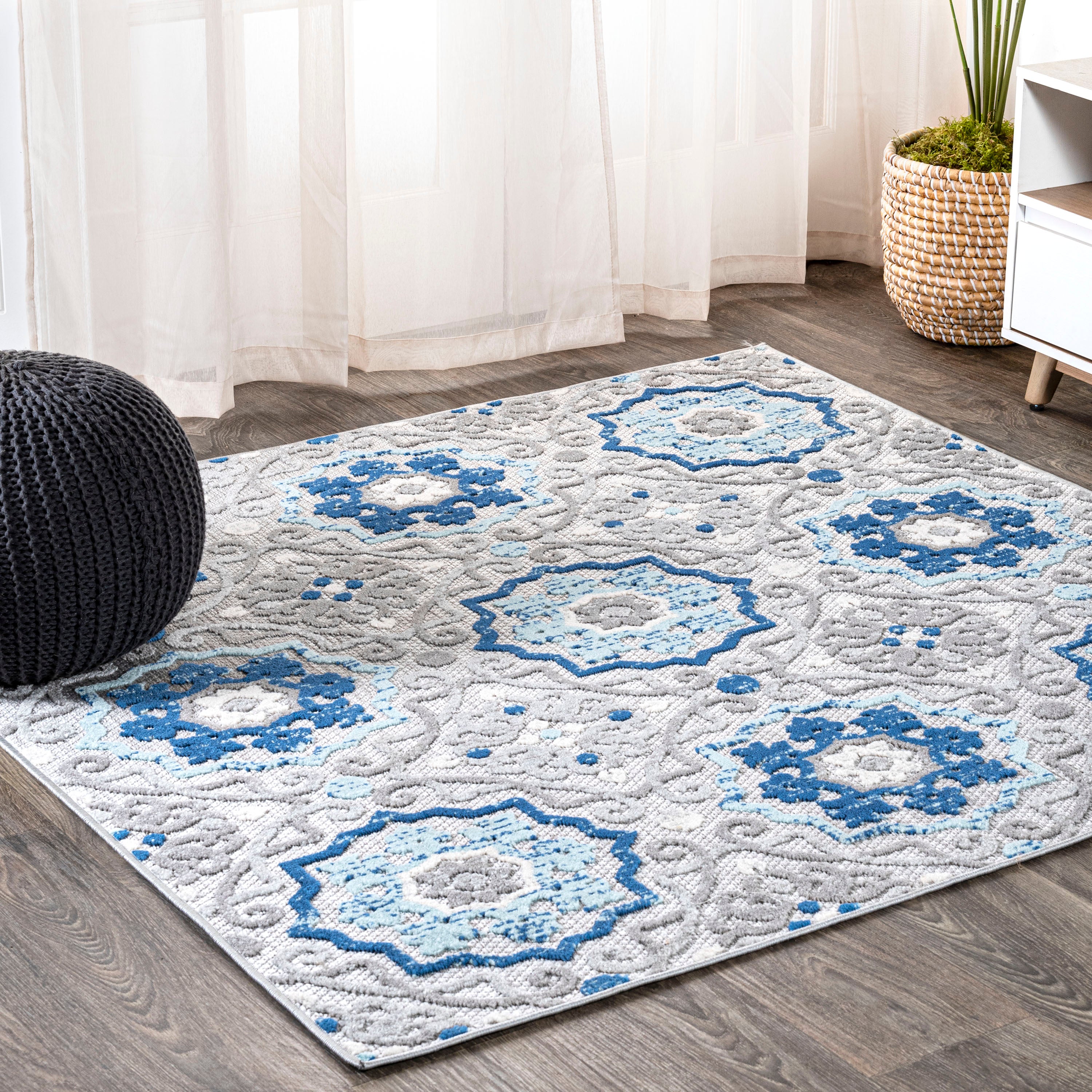 Mediterranean Medallion Square Indoor/Outdoor Area Rug